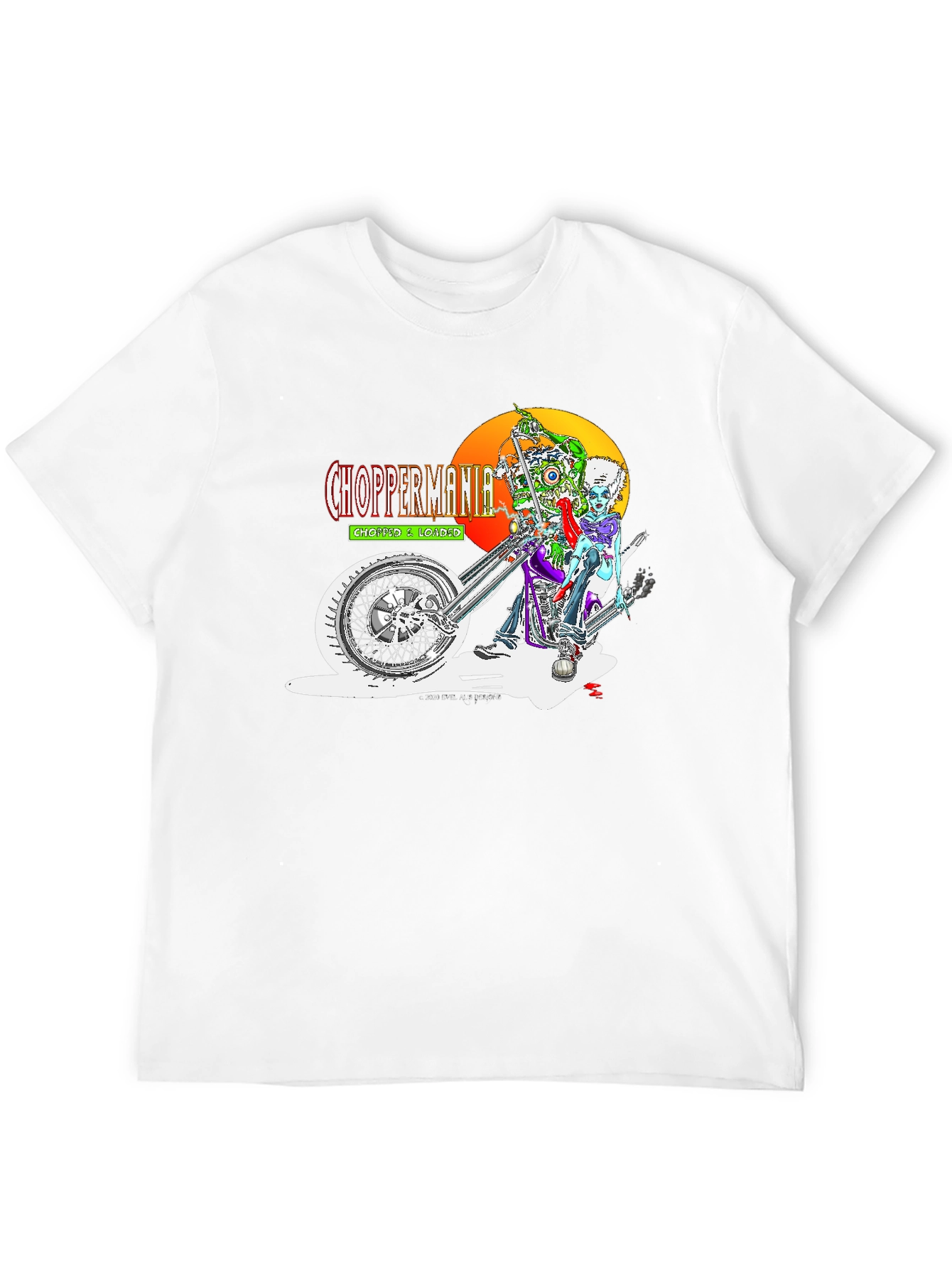 Chopper Mania Graphic T-Shirt - Zombie Biker Design