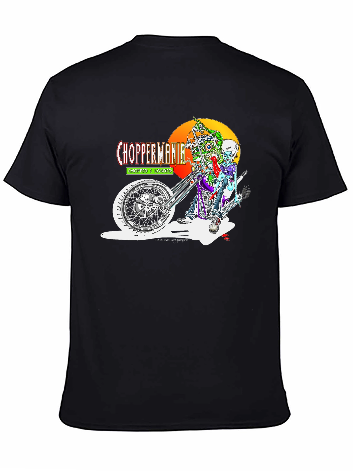 Chopper Mania Graphic T-Shirt - Zombie Biker Design