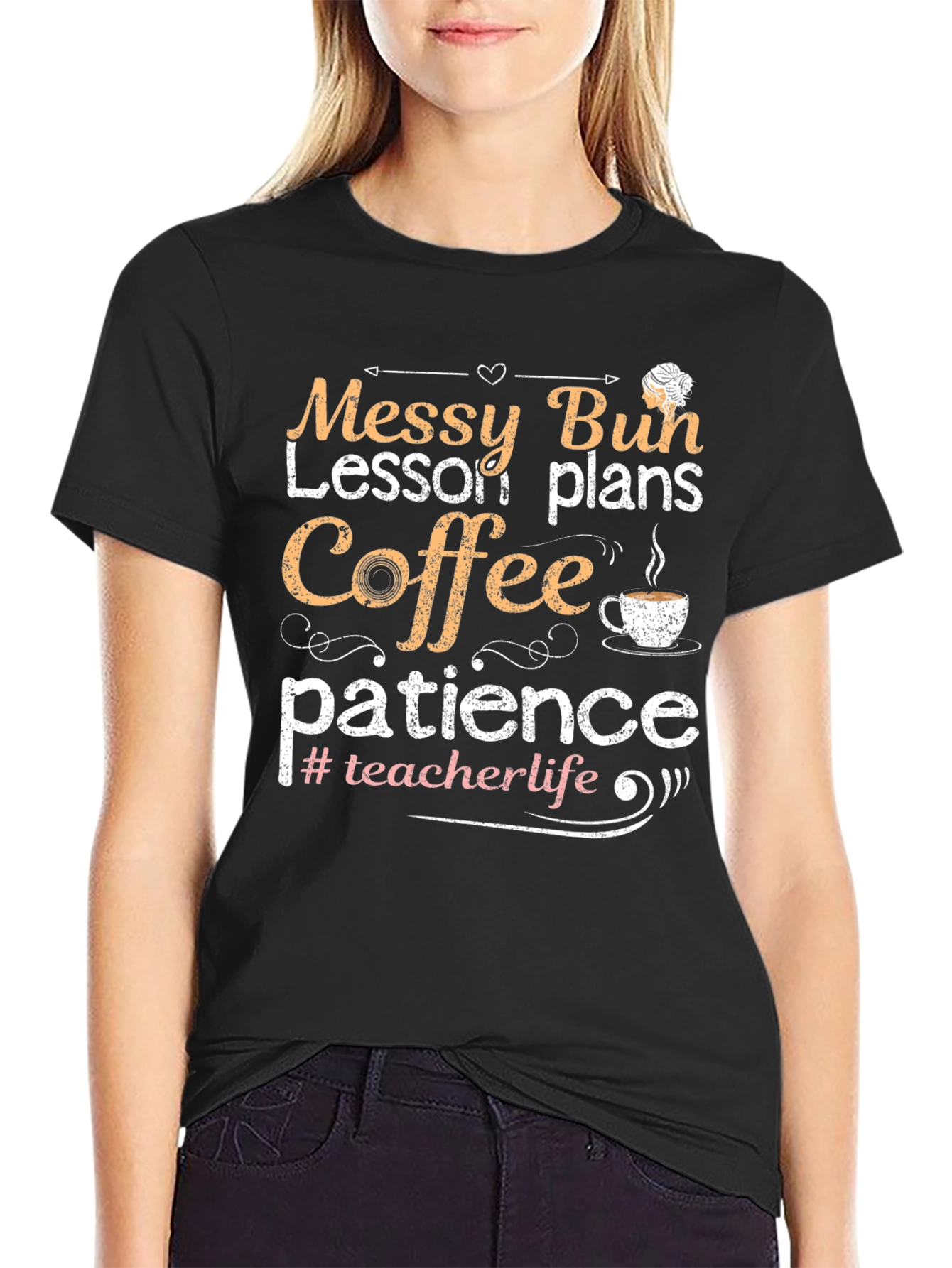 Messy Bun Teacher Life Graphic Tee