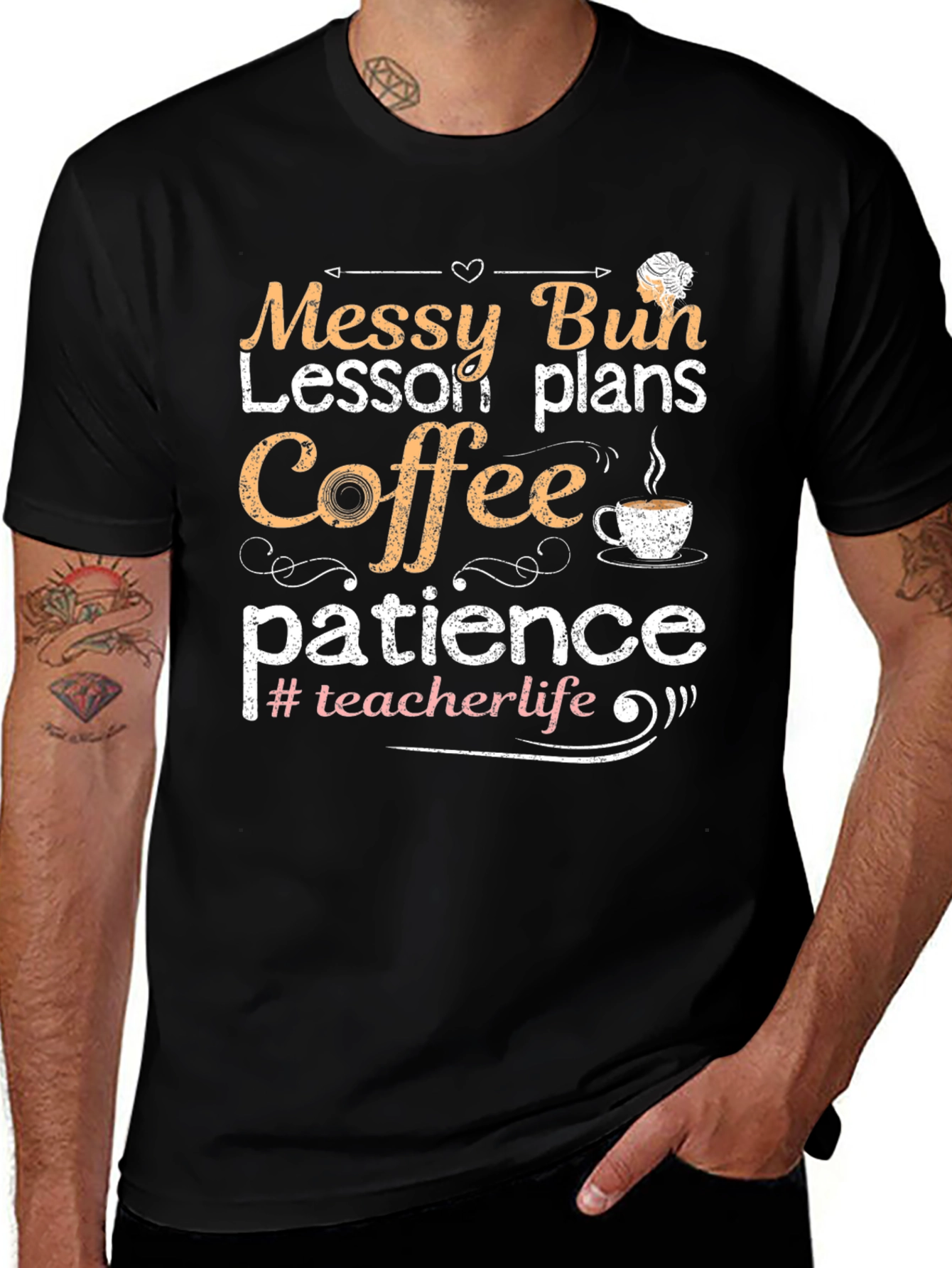 Messy Bun Teacher Life Graphic Tee