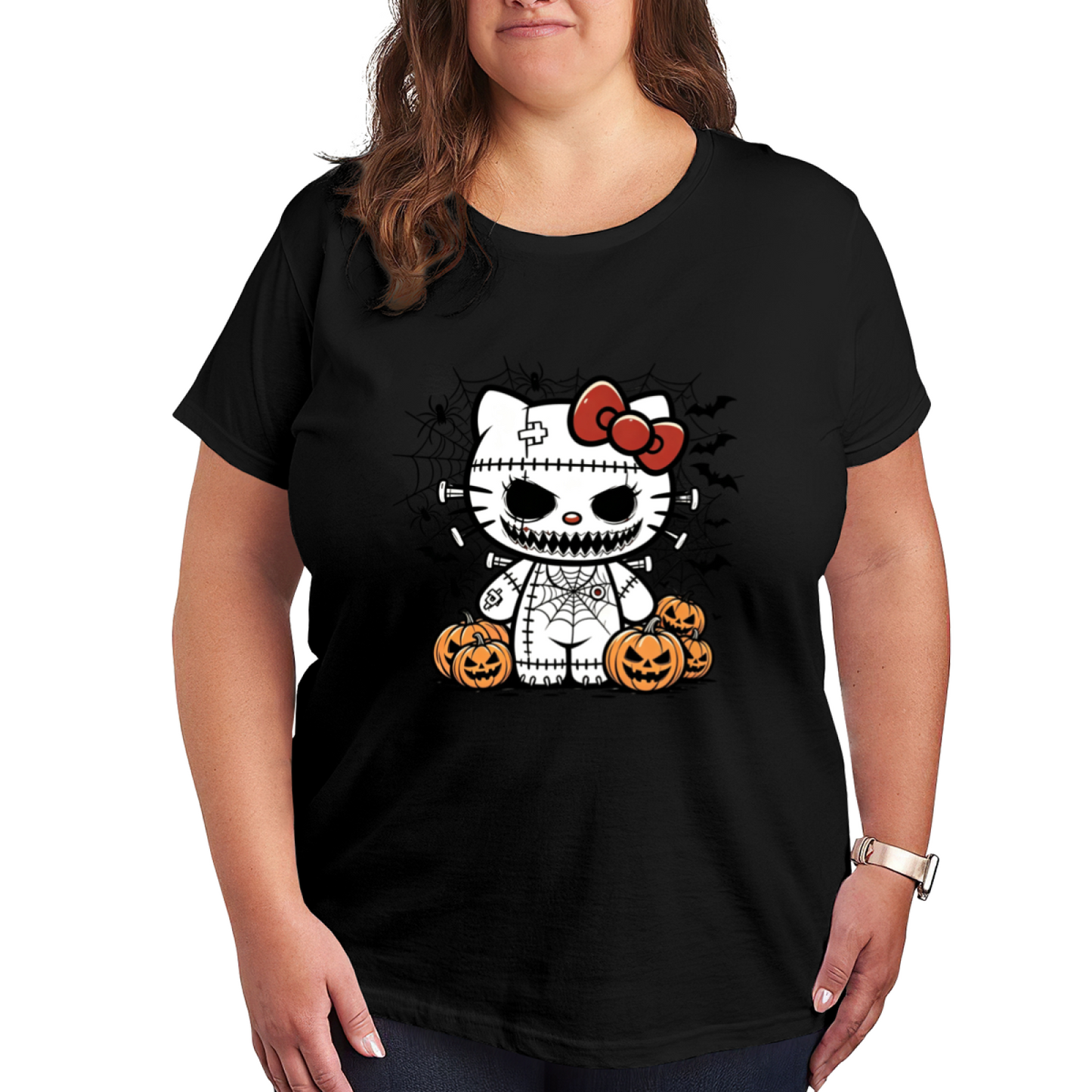 Spooky Zombie Hello Kitty Halloween Vibe Plus Size Tee