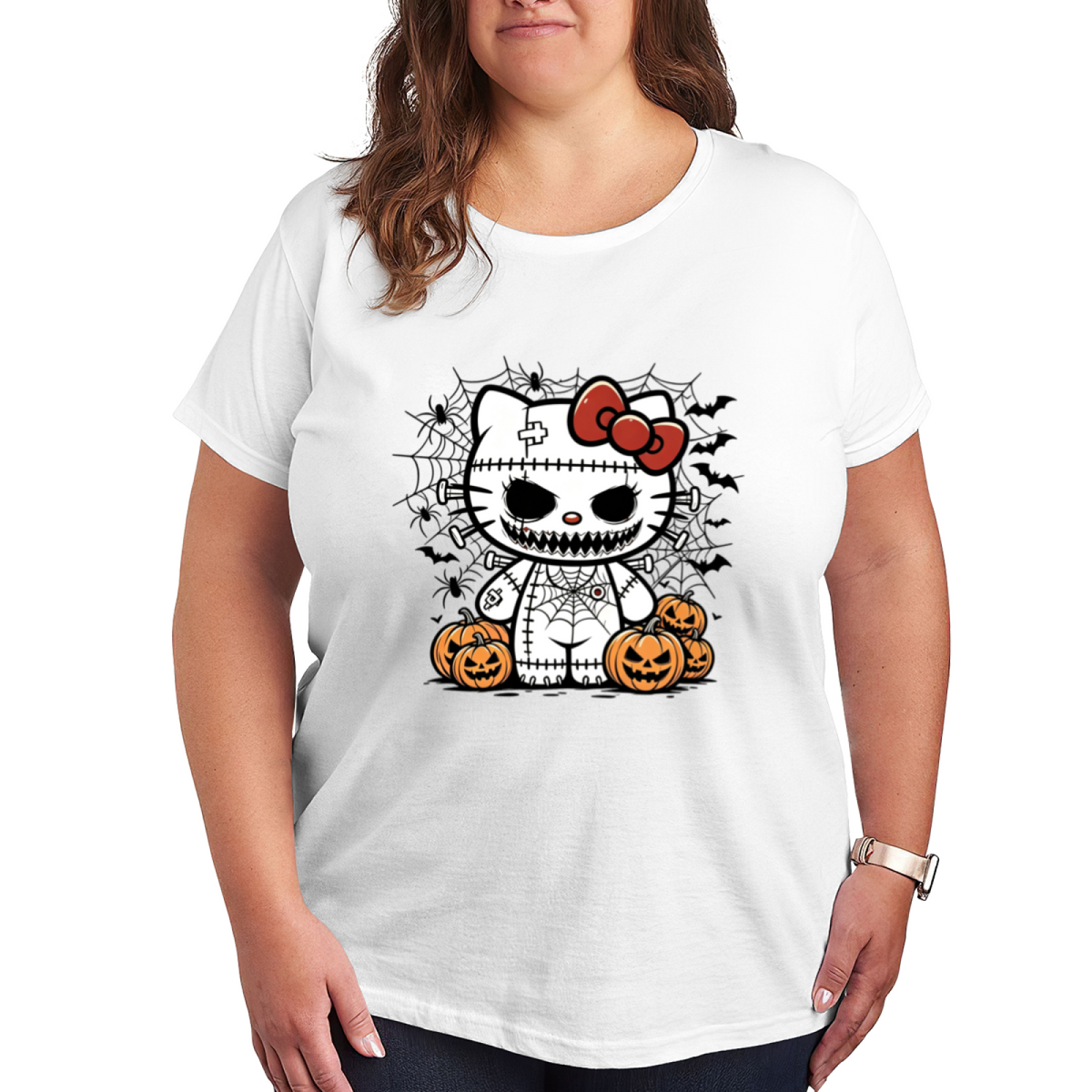 Spooky Zombie Hello Kitty Halloween Vibe Plus Size Tee