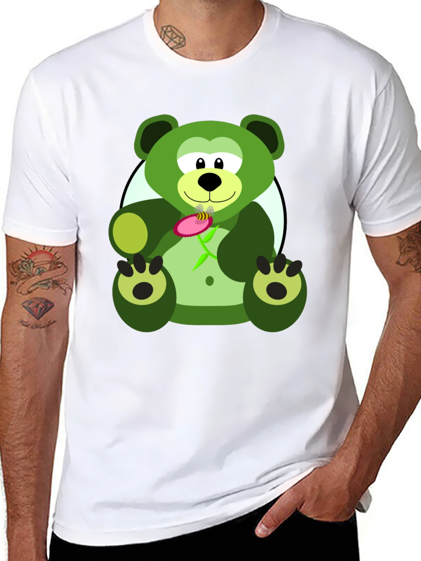 Green Bear Graphic Tee - Mens Black T-Shirt