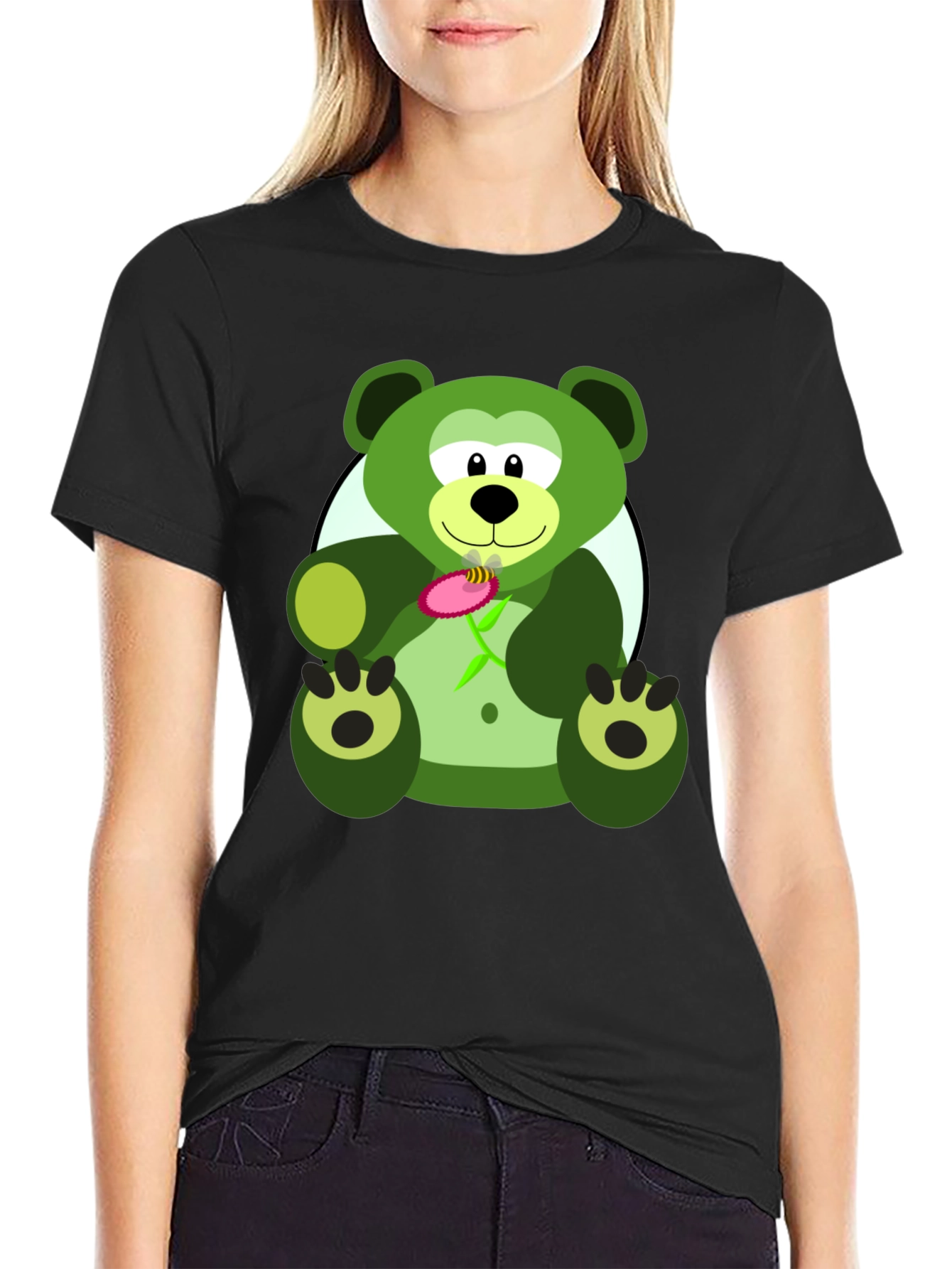 Green Bear Graphic Tee - Mens Black T-Shirt