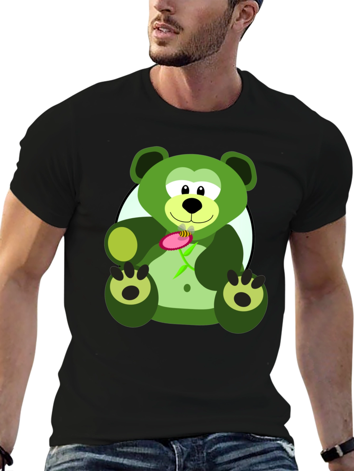 Green Bear Graphic Tee - Mens Black T-Shirt