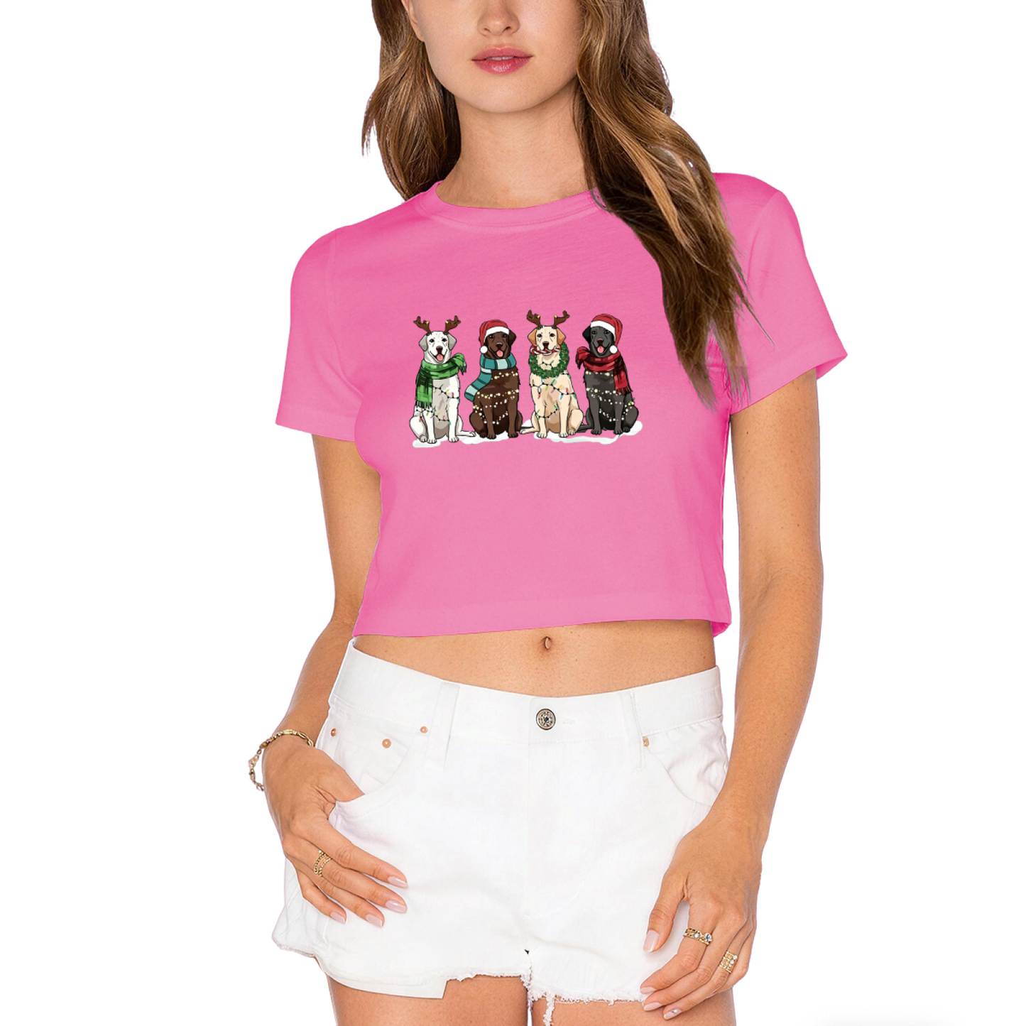 Festive Labrador Christmas Puppies Crop Top