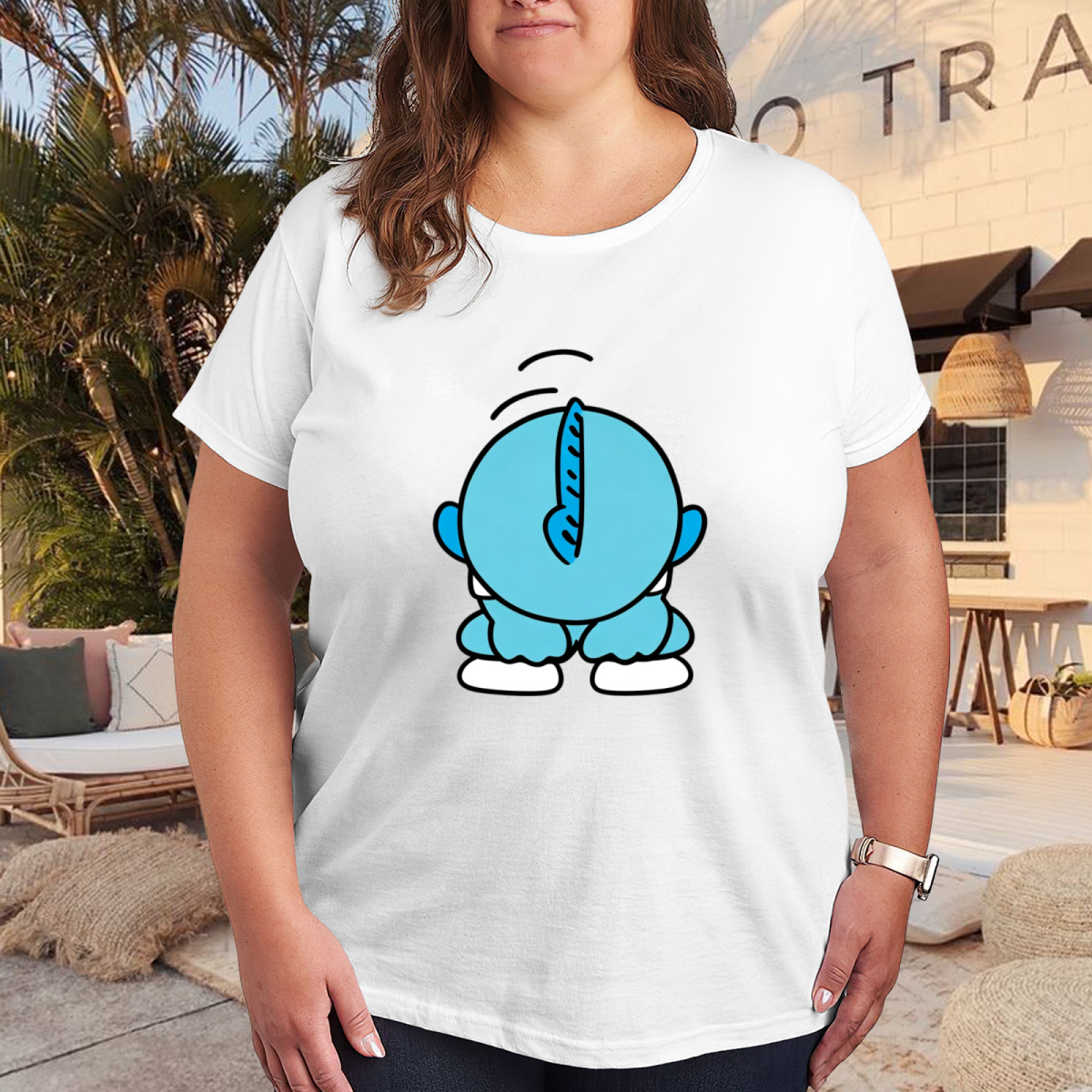 Funny Back?View Smurf Cute Novelty Plus Size Women T?Shirt