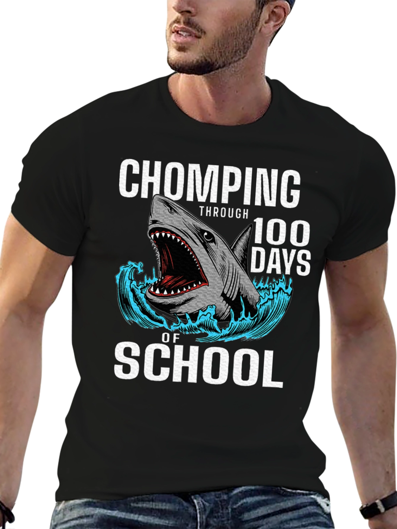 Chomping Through 100 Days of School Shark T-Shirt