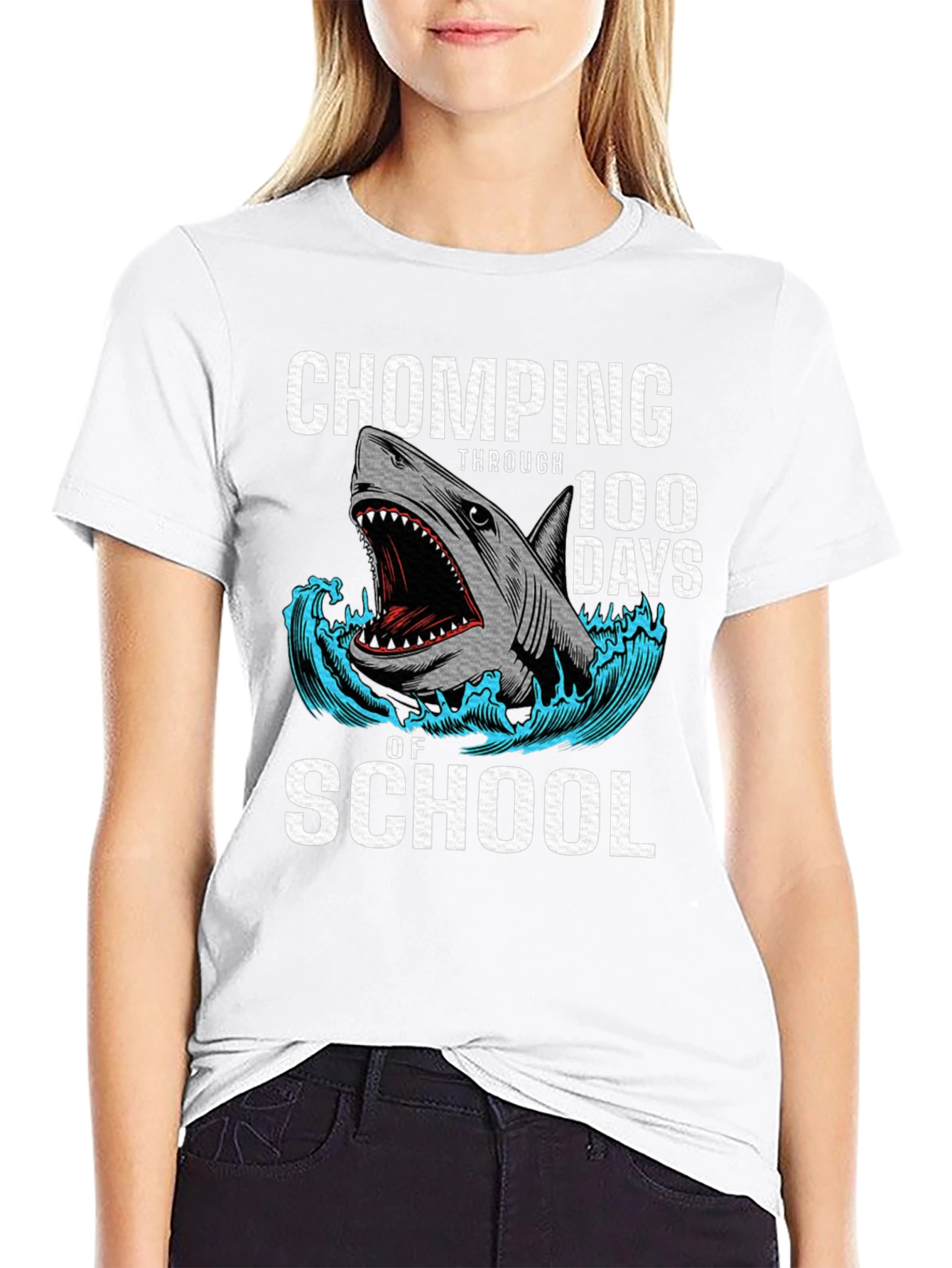 Chomping Through 100 Days of School Shark T-Shirt