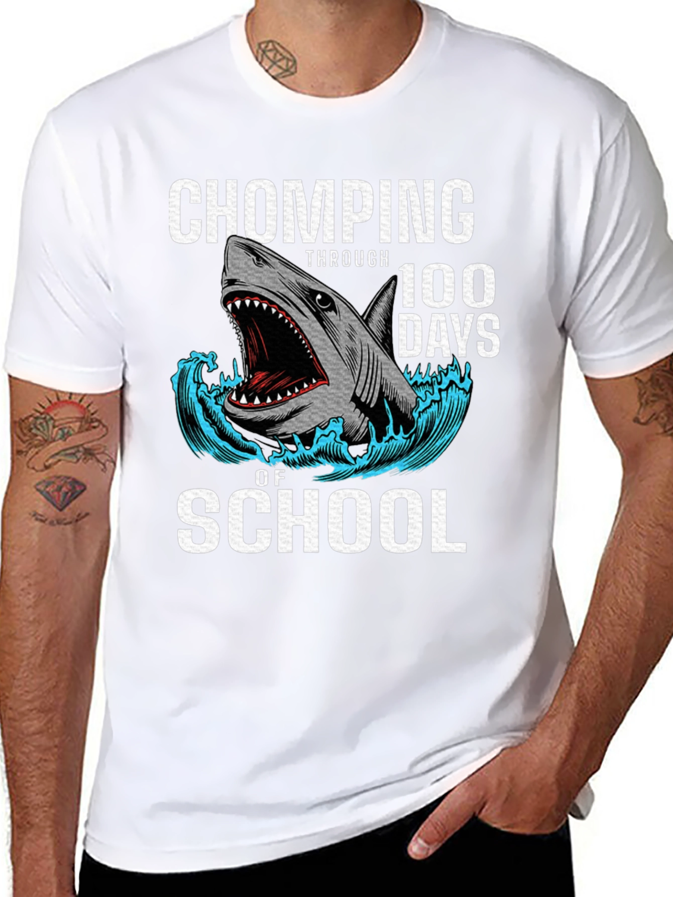 Chomping Through 100 Days of School Shark T-Shirt