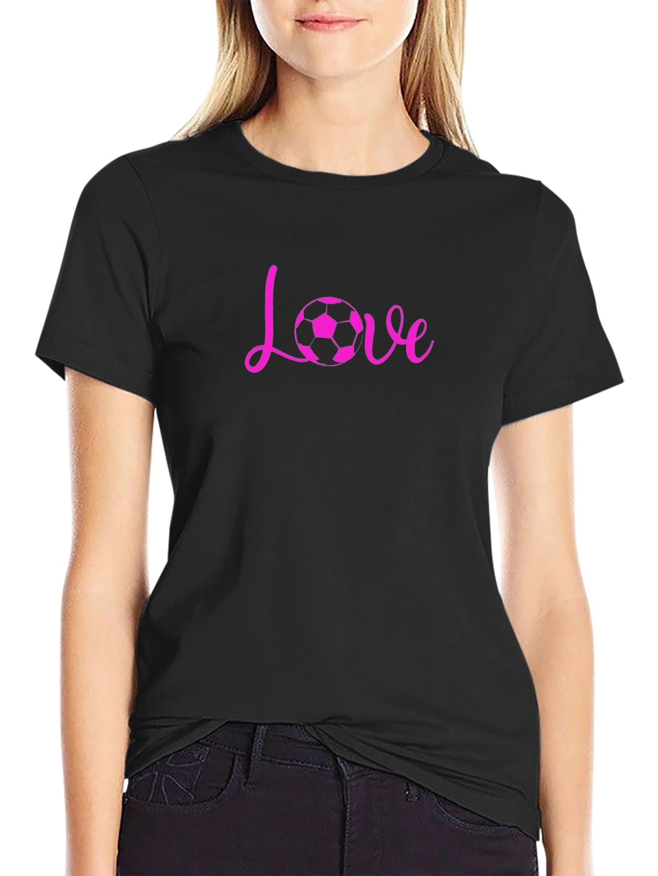 Love Soccer Graphic Tee - Black Cotton Blend