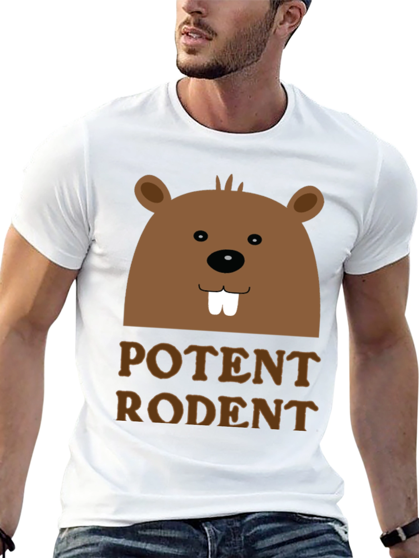 Potent Rodent Graphic T-Shirt Funny Beaver Design