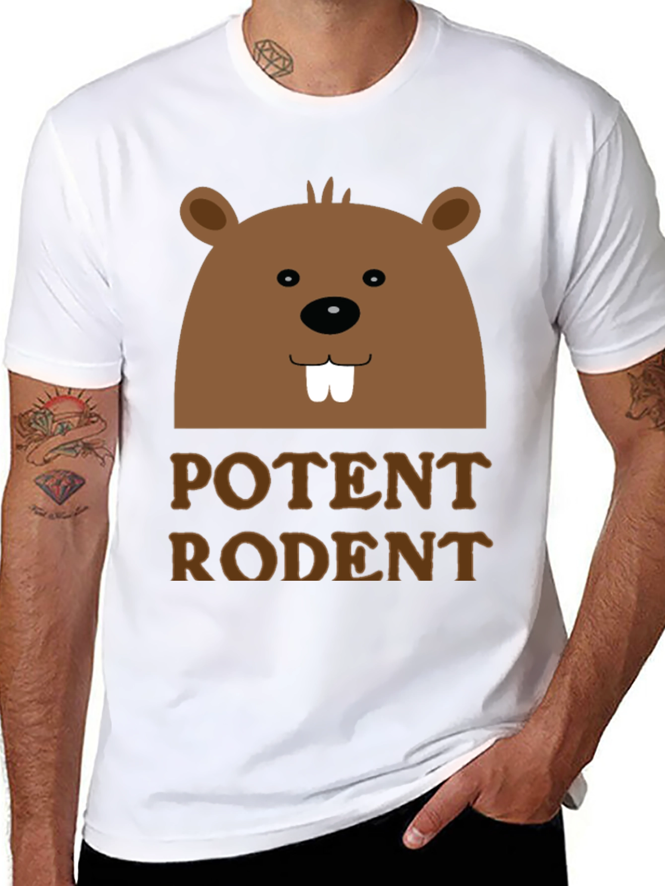 Potent Rodent Graphic T-Shirt Funny Beaver Design