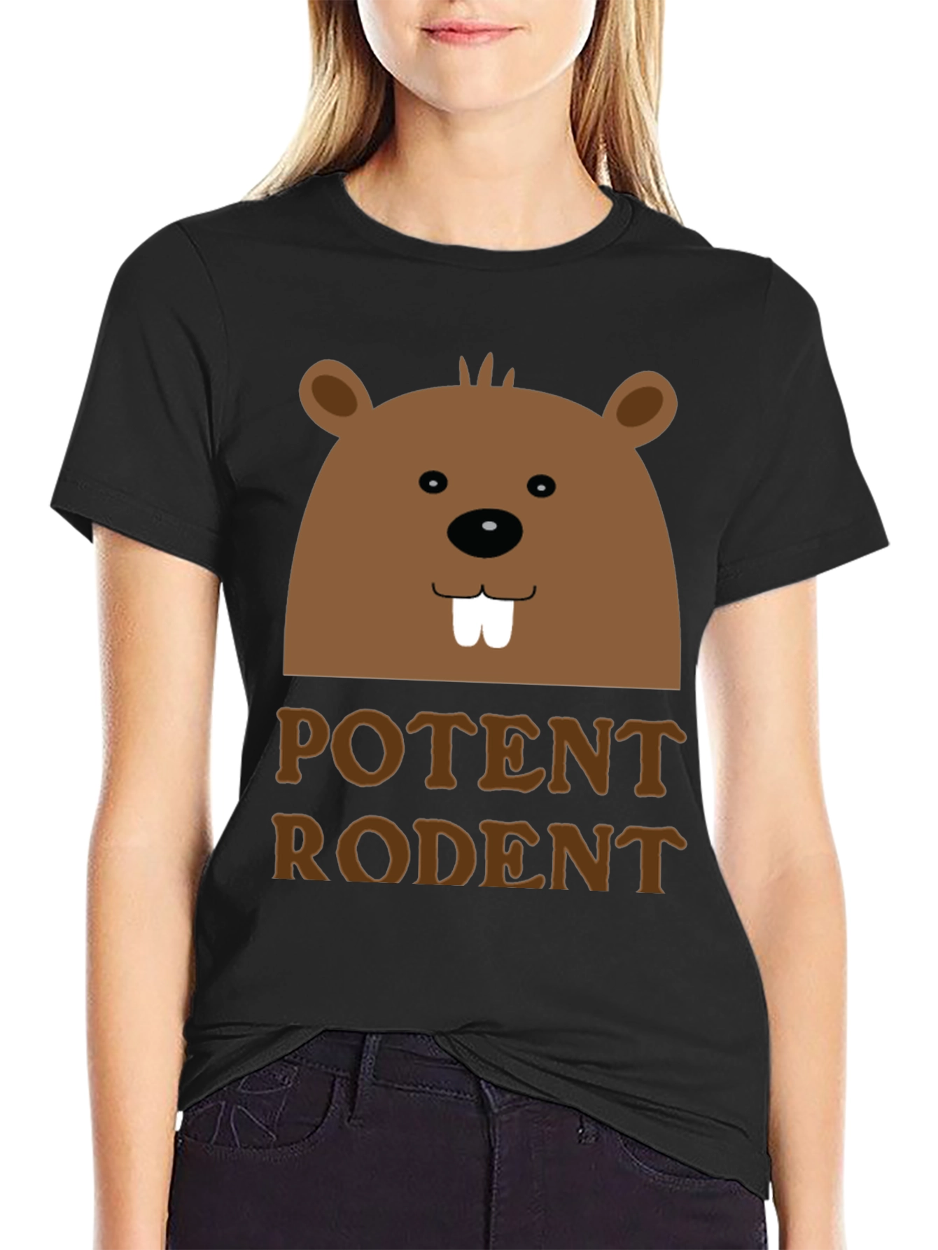 Potent Rodent Graphic T-Shirt Funny Beaver Design
