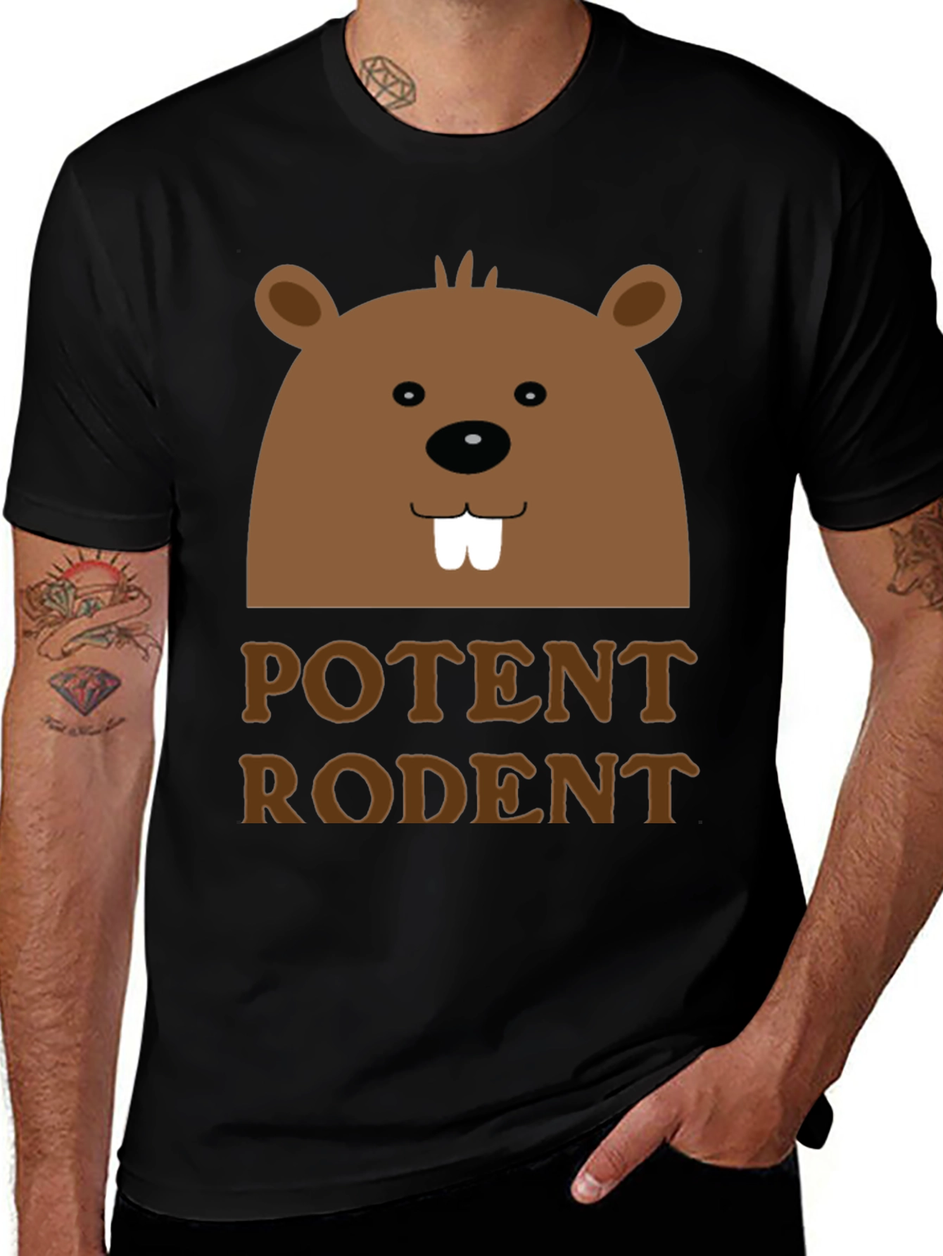 Potent Rodent Graphic T-Shirt Funny Beaver Design