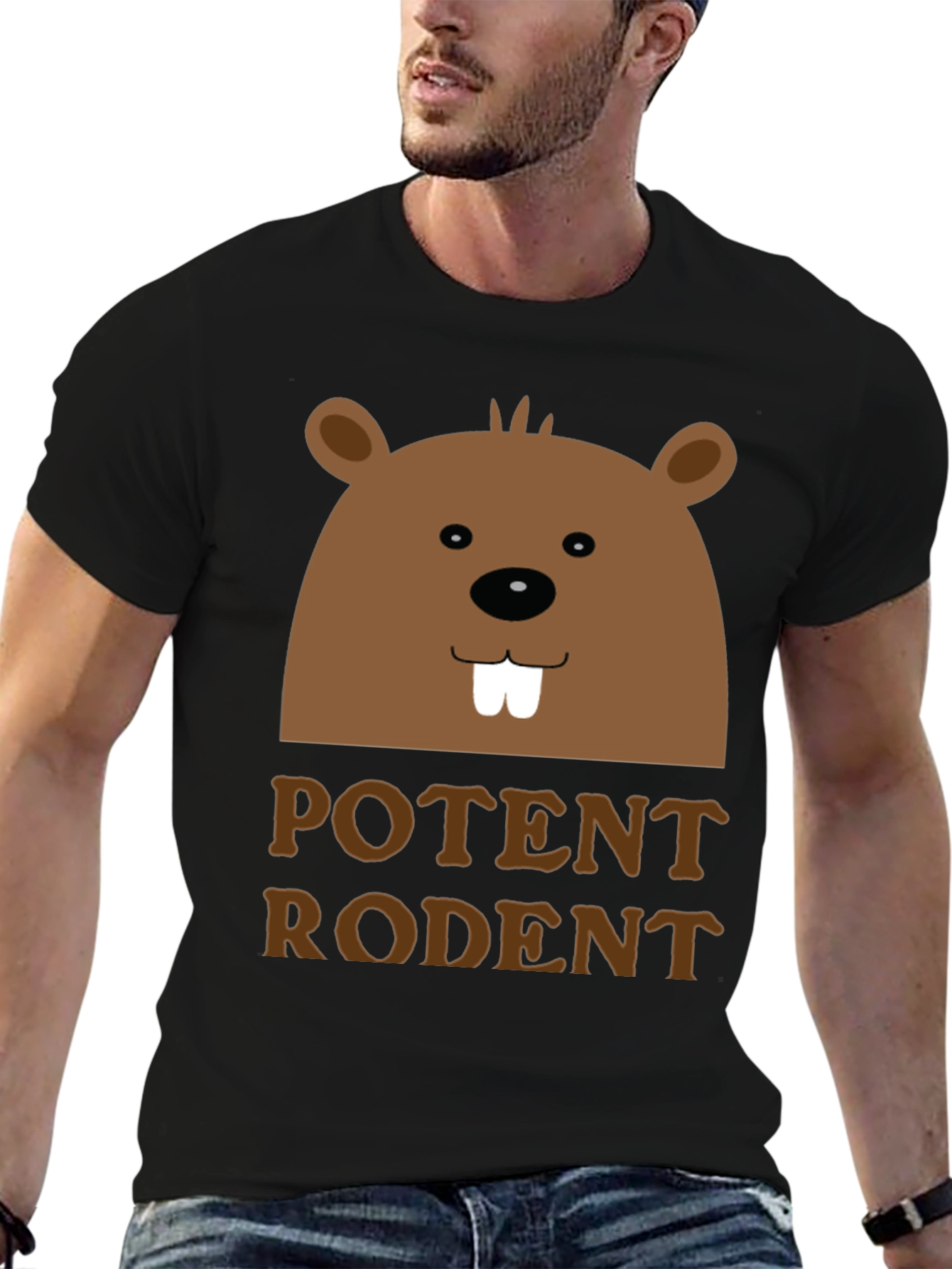 Potent Rodent Graphic T-Shirt Funny Beaver Design