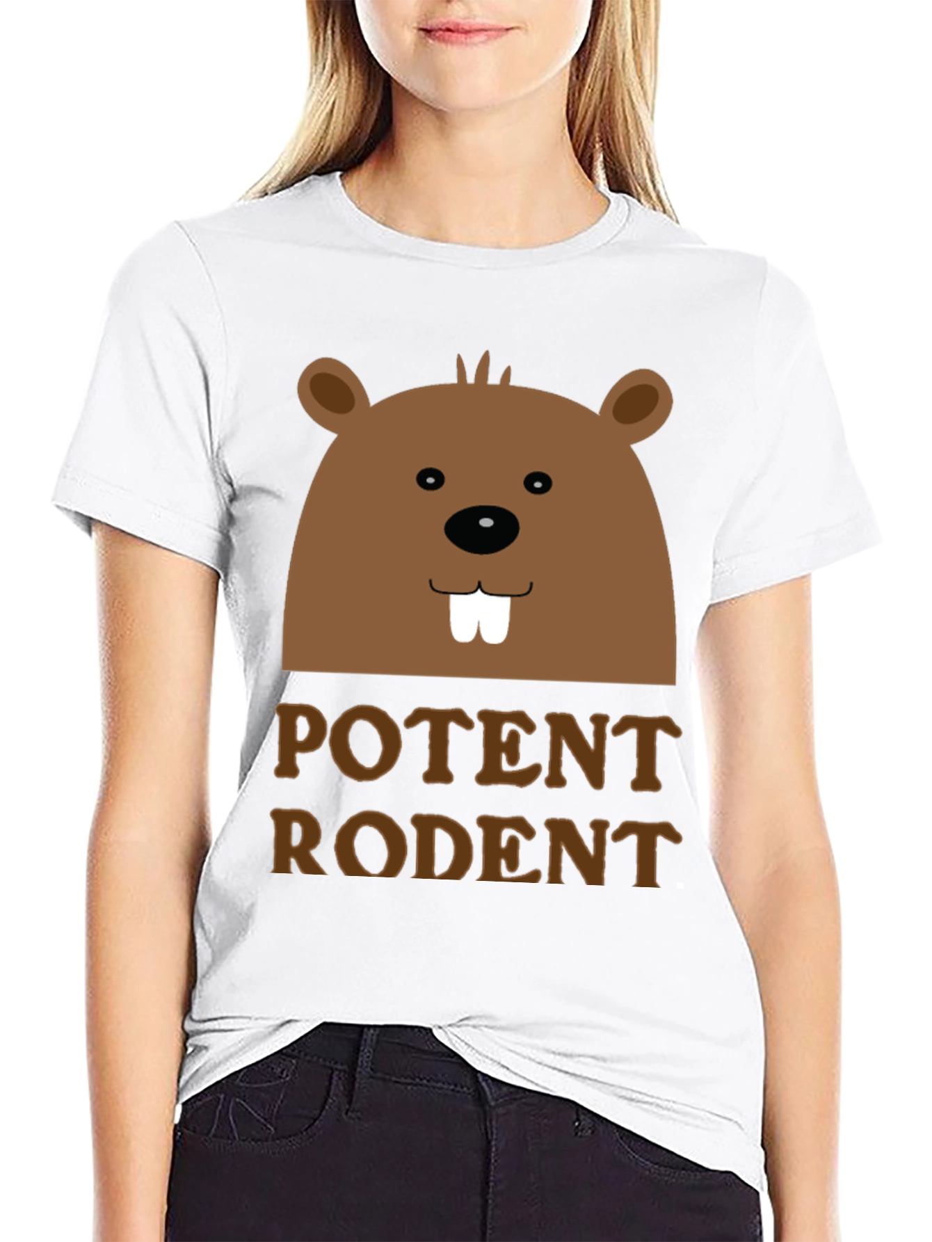 Potent Rodent Graphic T-Shirt Funny Beaver Design