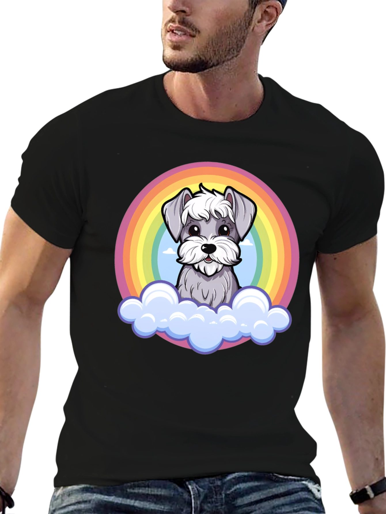 Rainbow Schnauzer T-Shirt: Cute Dog Graphic Tee