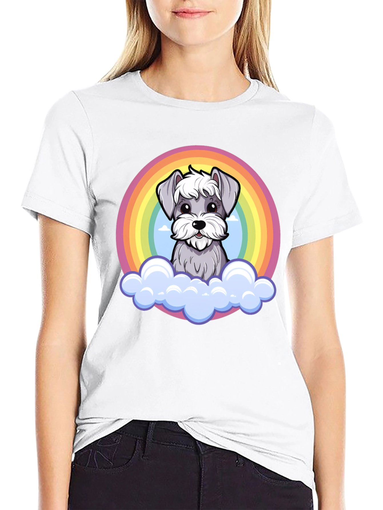 Rainbow Schnauzer T-Shirt: Cute Dog Graphic Tee