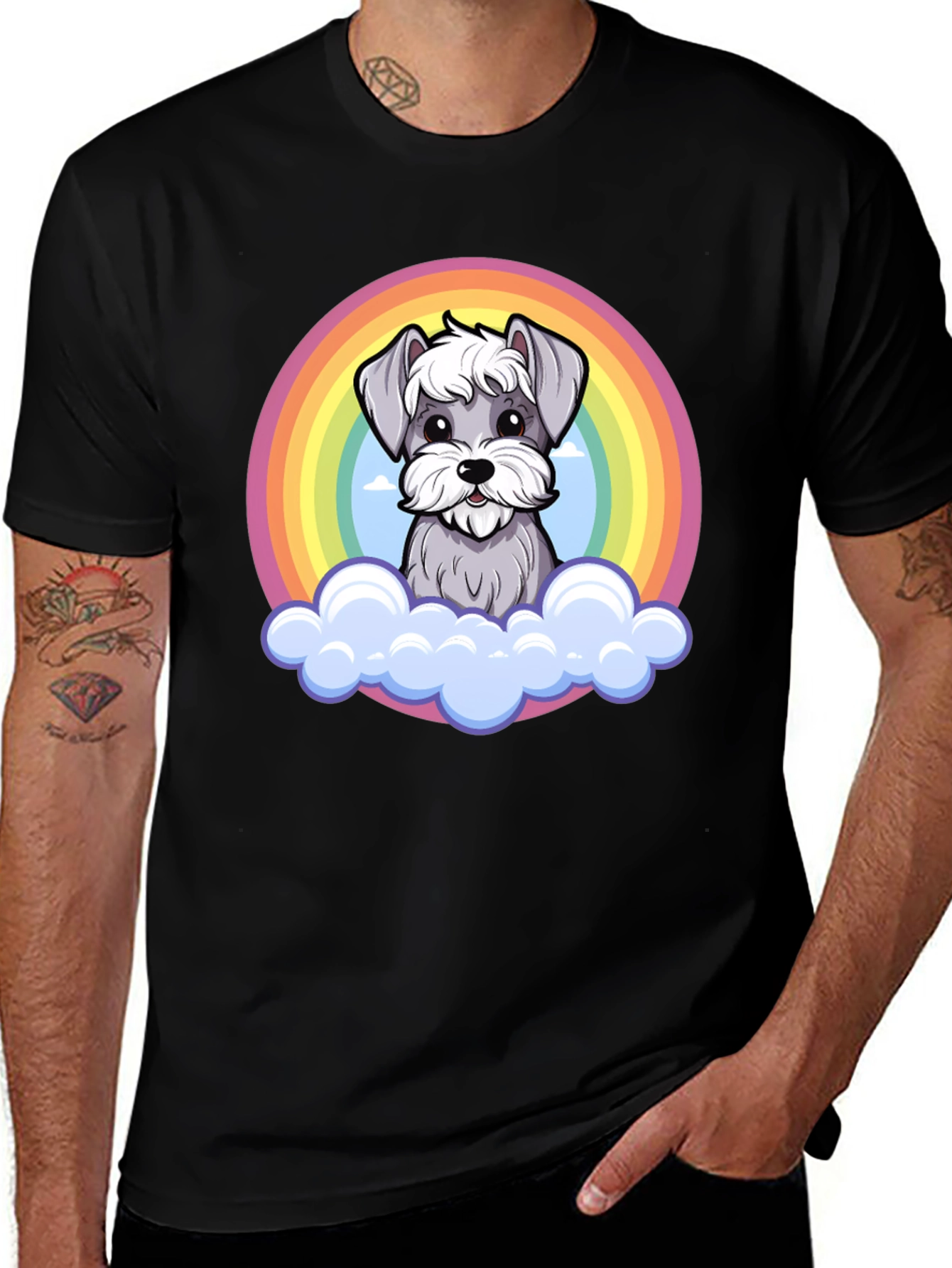 Rainbow Schnauzer T-Shirt: Cute Dog Graphic Tee