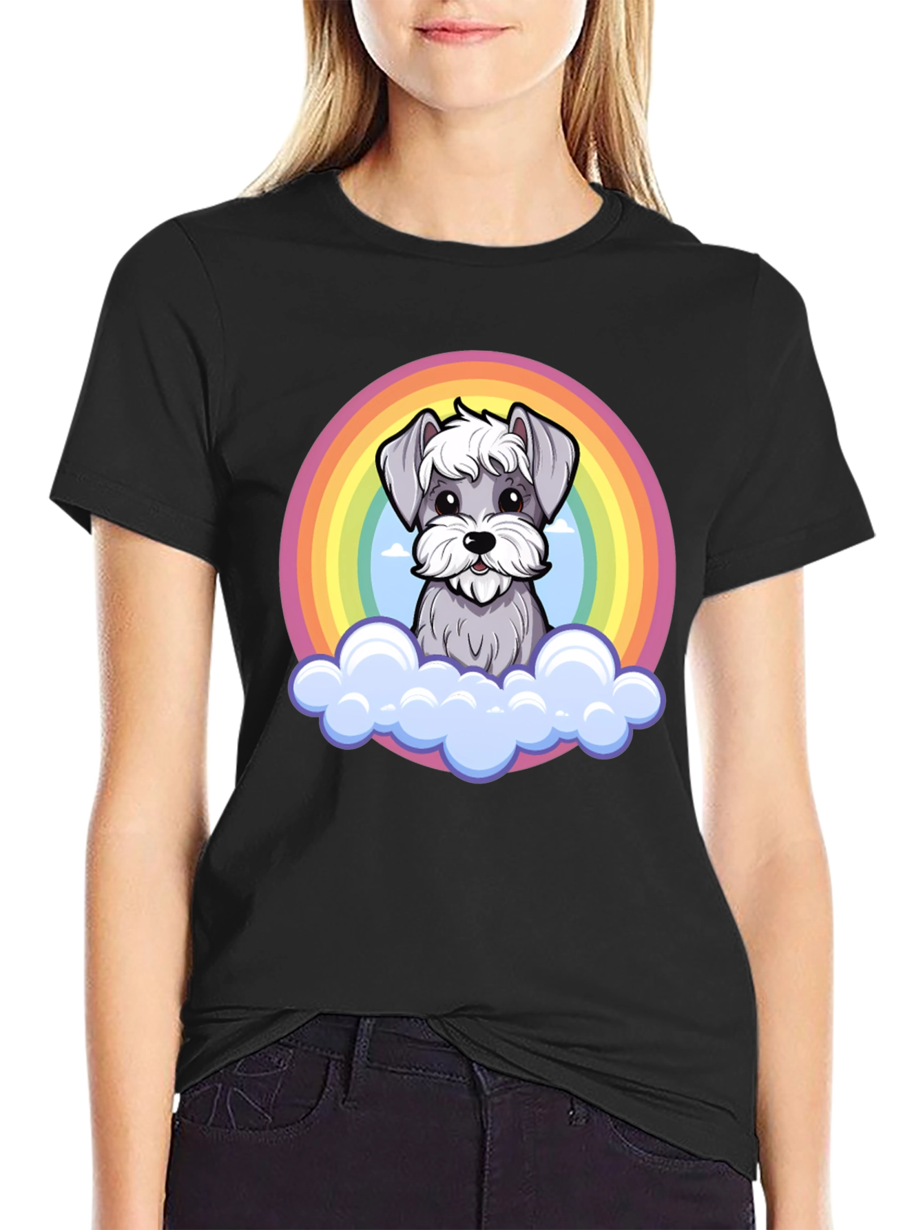 Rainbow Schnauzer T-Shirt: Cute Dog Graphic Tee
