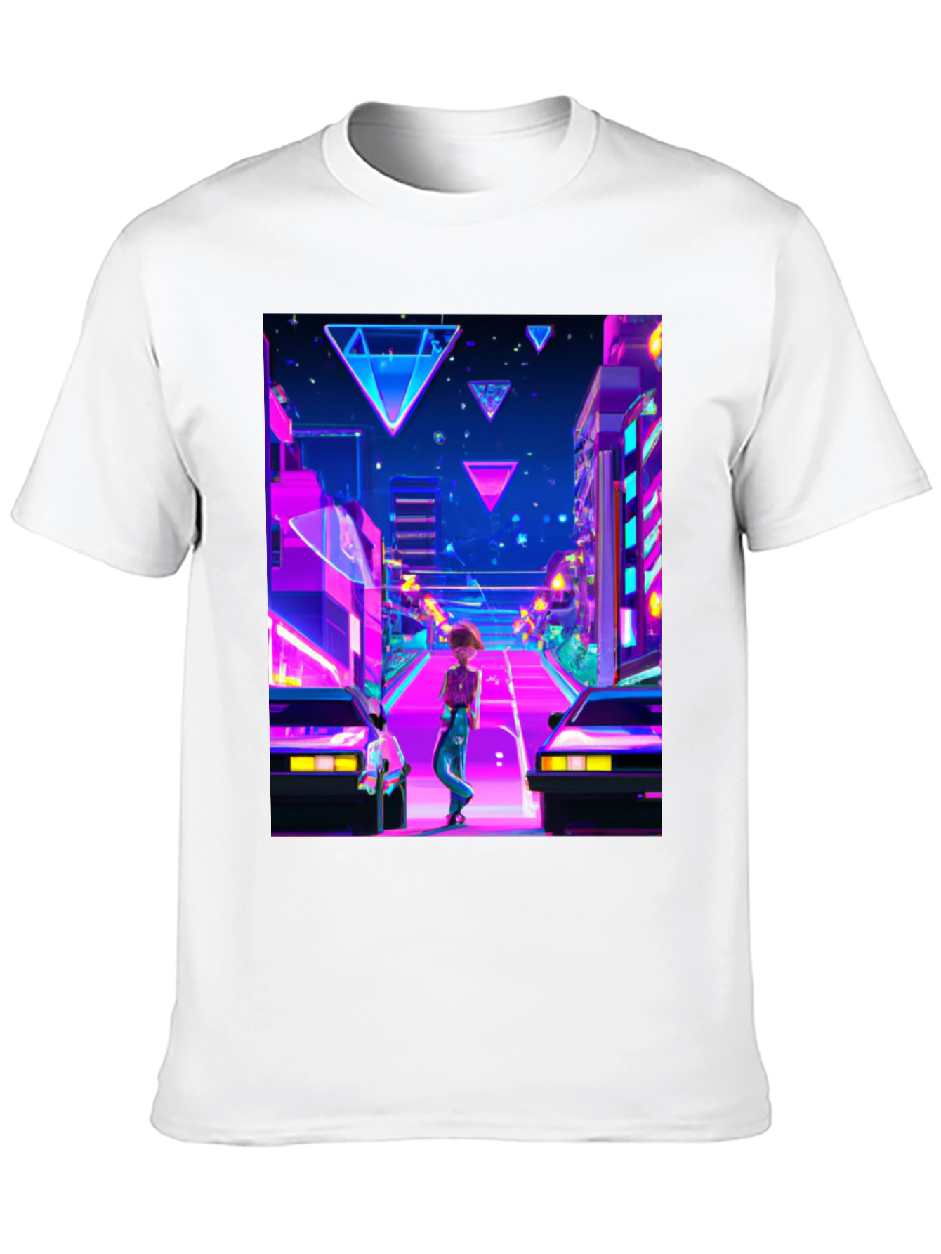 Retro Wave Cityscape Black T-Shirt
