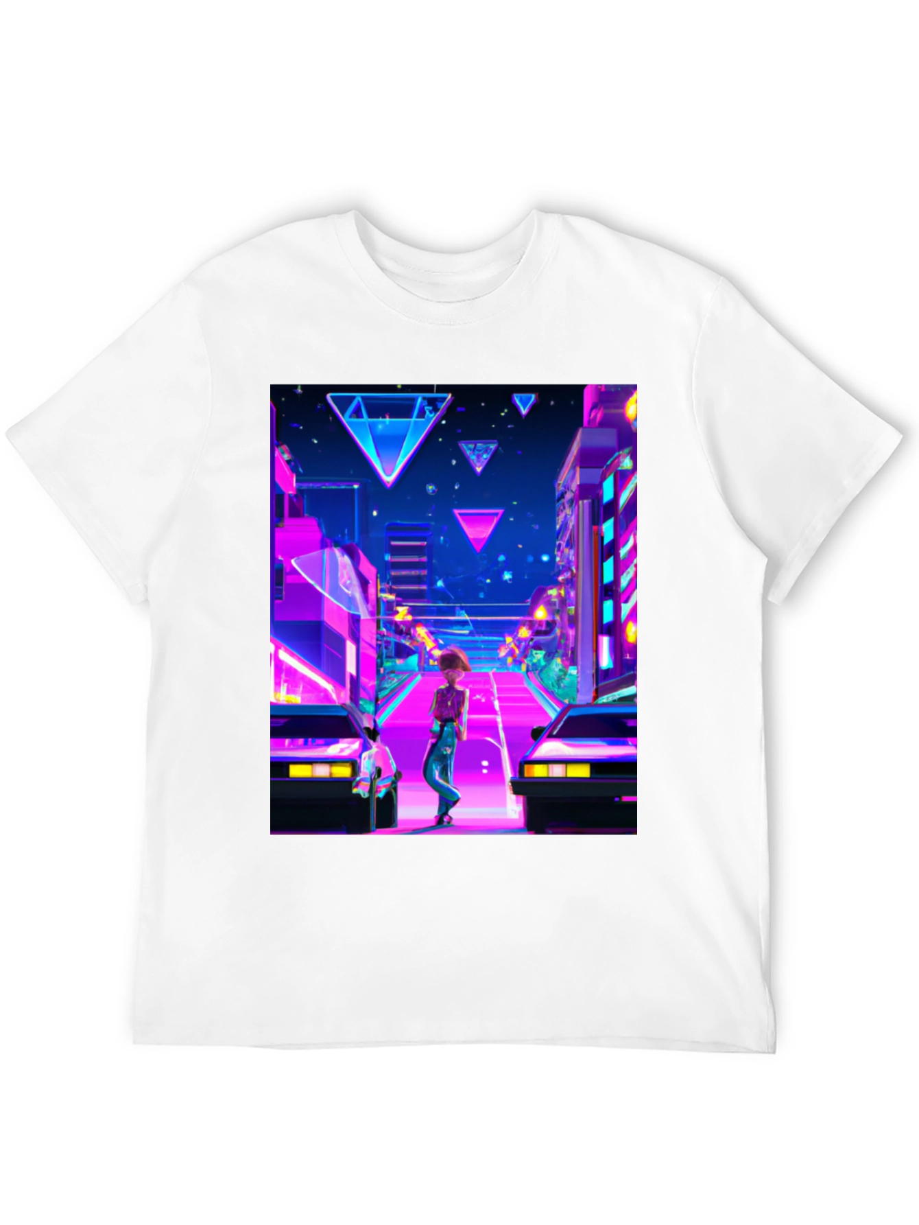 Retro Wave Cityscape Black T-Shirt