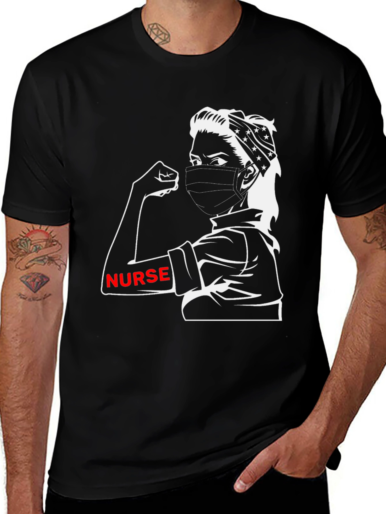 Nurse Strong T-Shirt - Black Graphic Tee