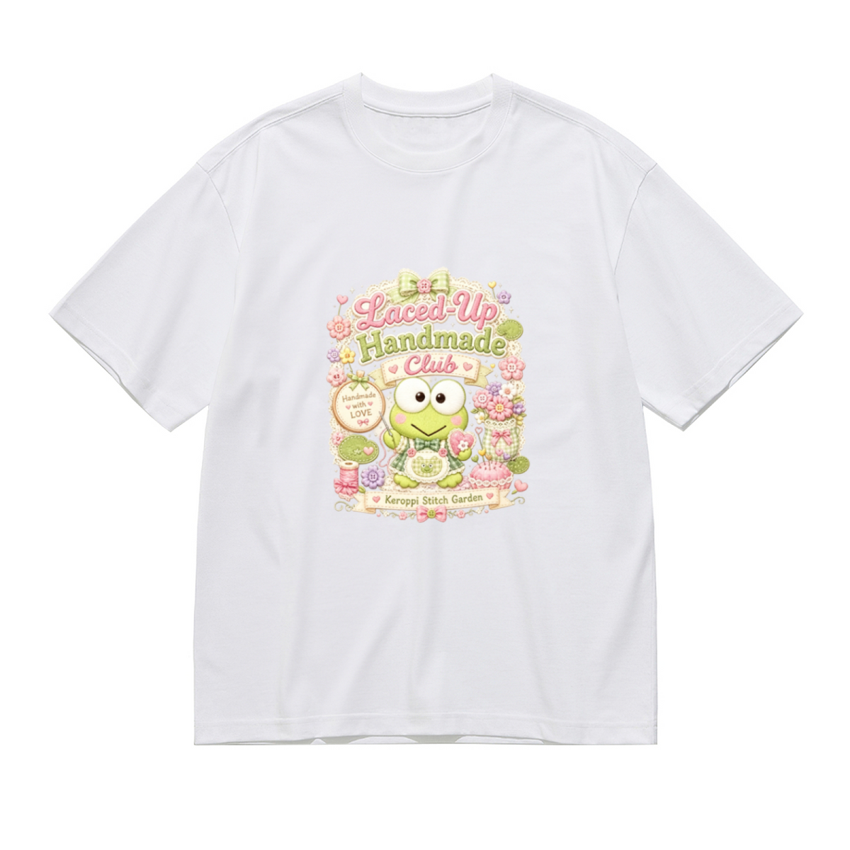 Keroppi Laced?Up Handmade Club Cute Graphic Plus Size Women Tee