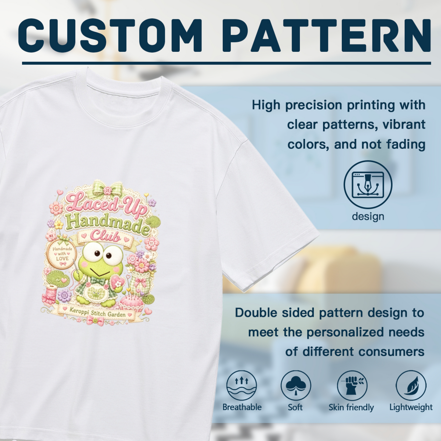 Keroppi Laced?Up Handmade Club Cute Graphic Plus Size Women Tee
