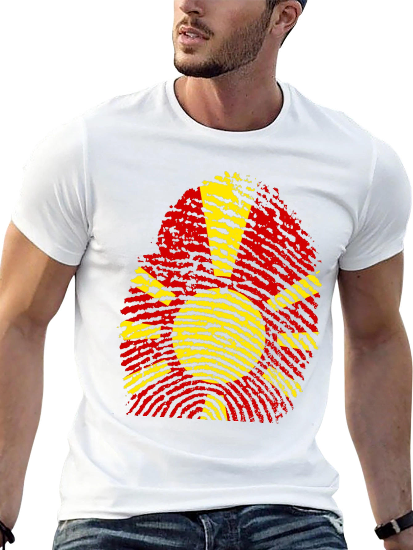 Macedonia Flag Fingerprint Graphic T-Shirt