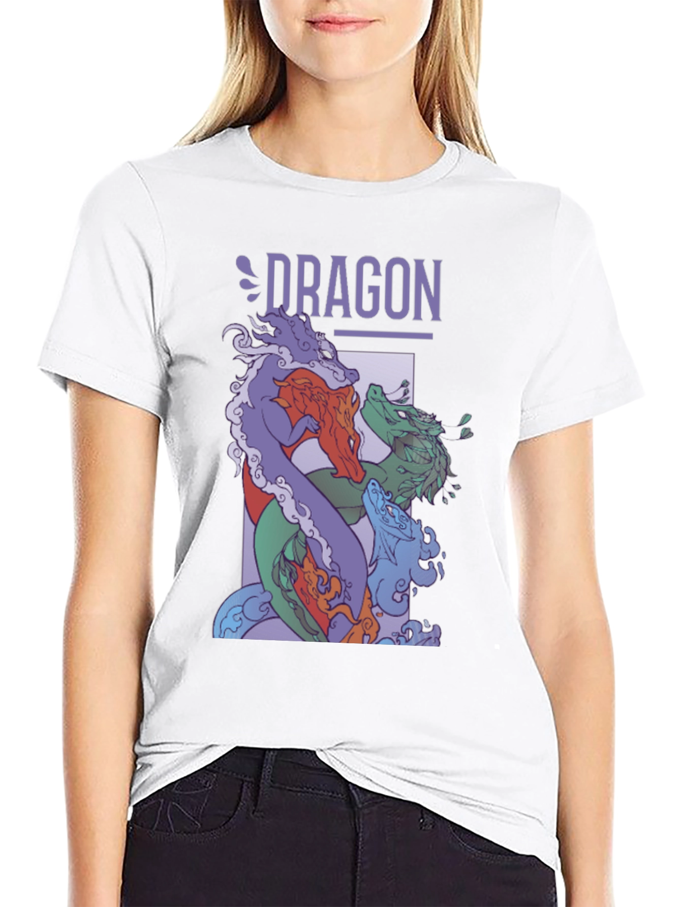 Dragon Graphic Print Tee - Black T-Shirt