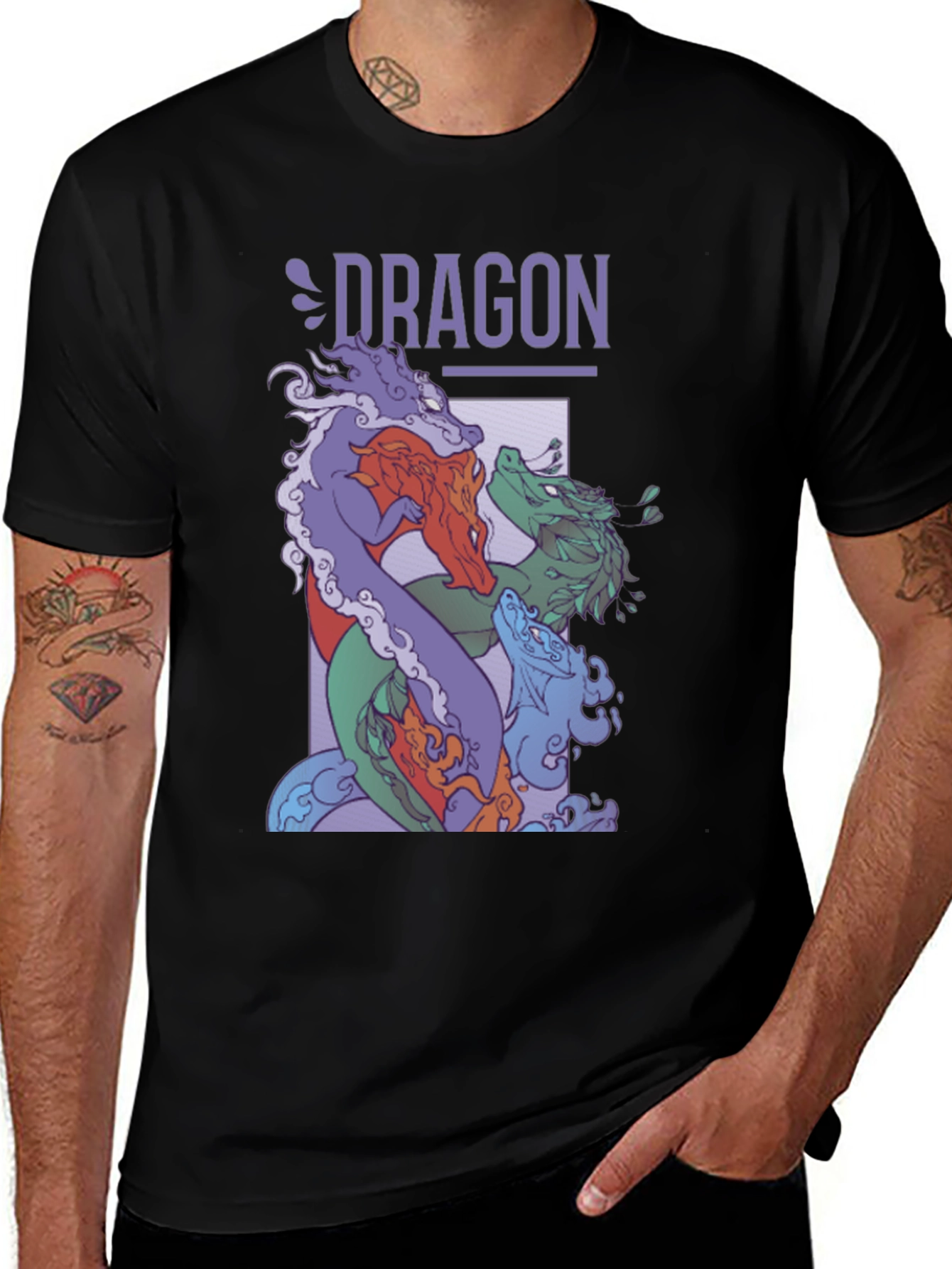 Dragon Graphic Print Tee - Black T-Shirt