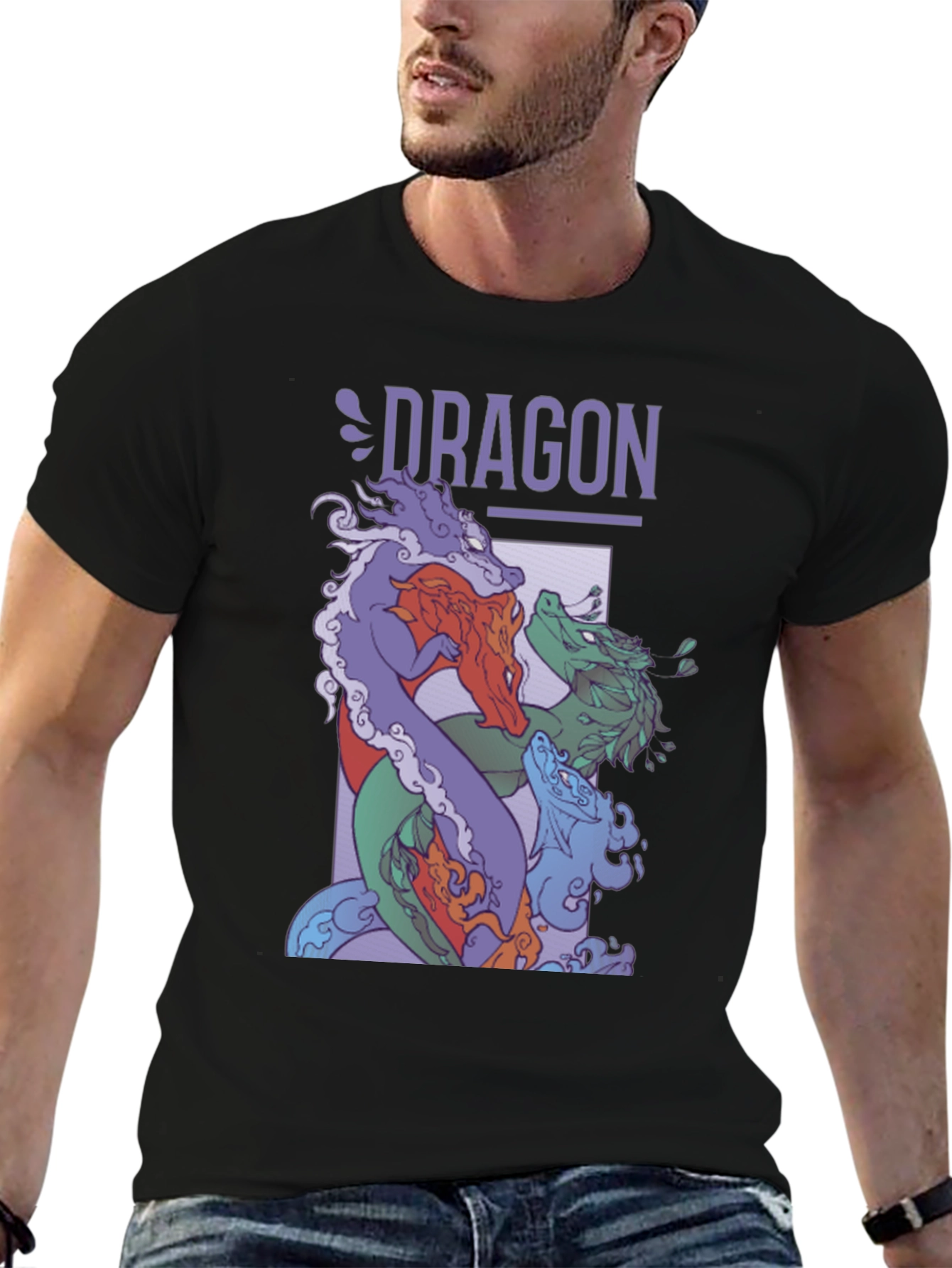 Dragon Graphic Print Tee - Black T-Shirt