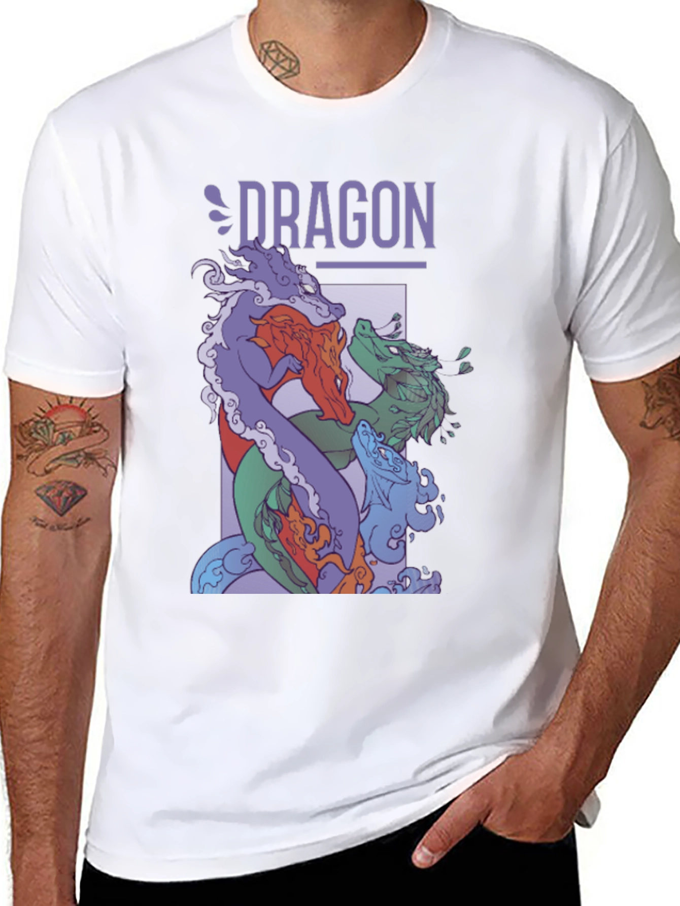 Dragon Graphic Print Tee - Black T-Shirt