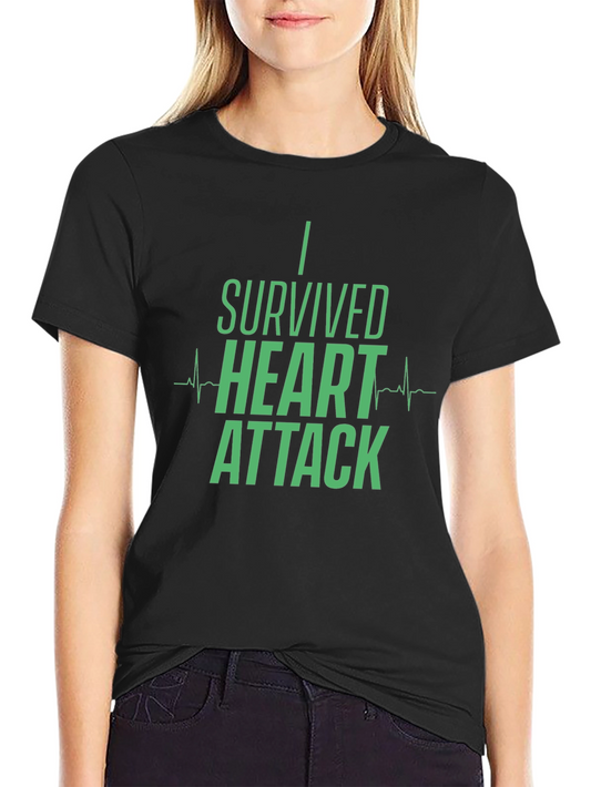 I Survived Heart Attack Graphic Tee - Black Cotton T-Shirt