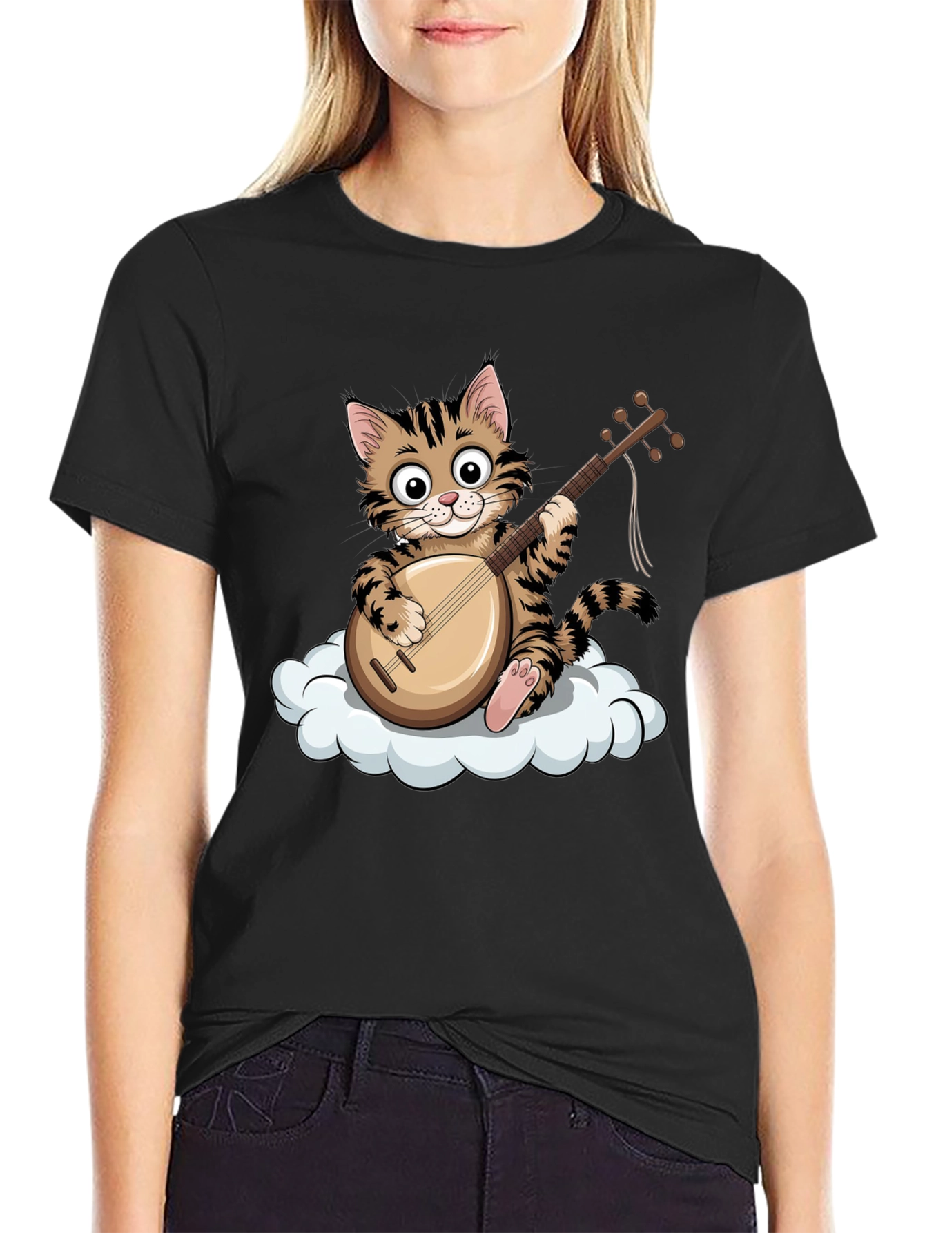 Cute Cat Playing Mandolin T-Shirt