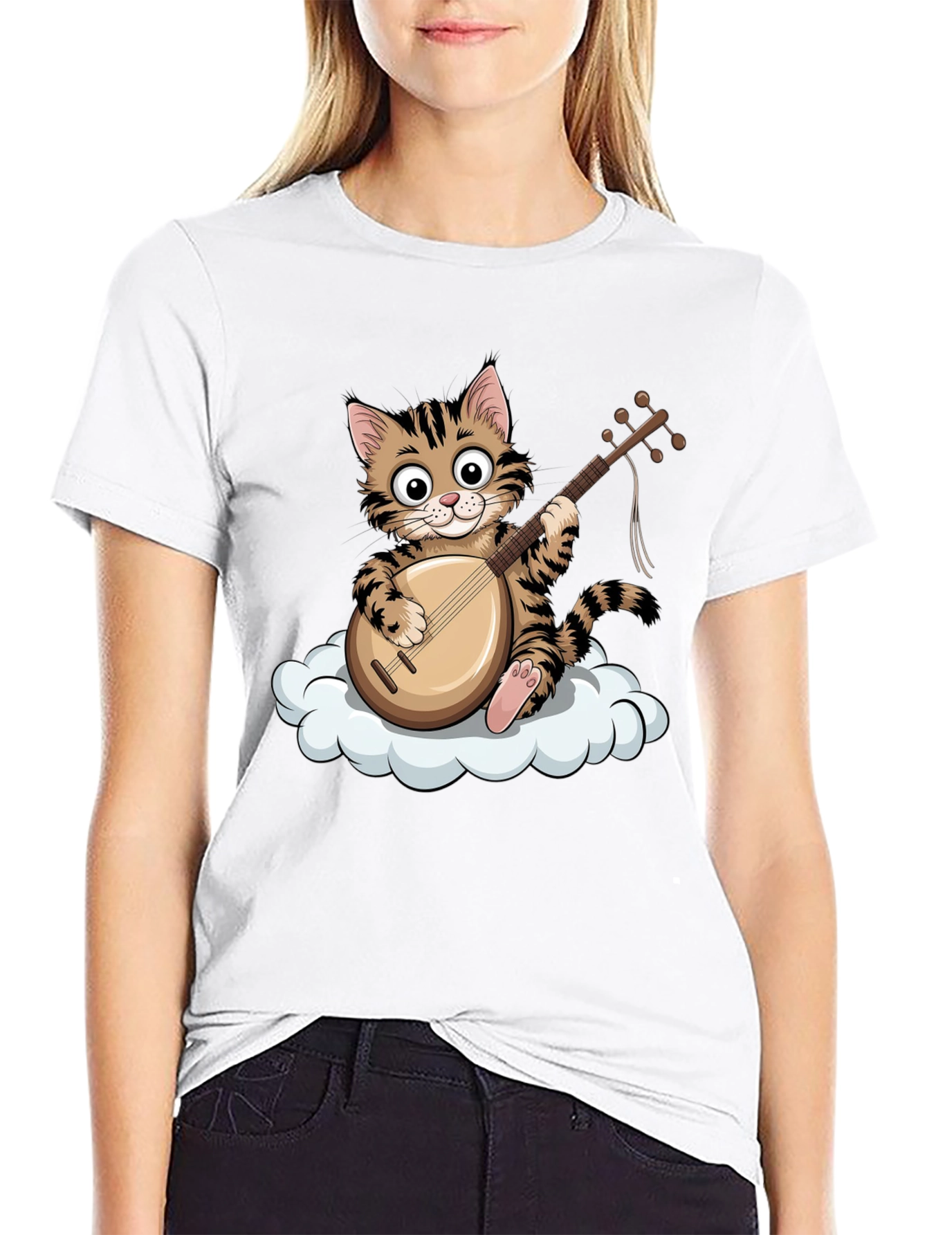 Cute Cat Playing Mandolin T-Shirt
