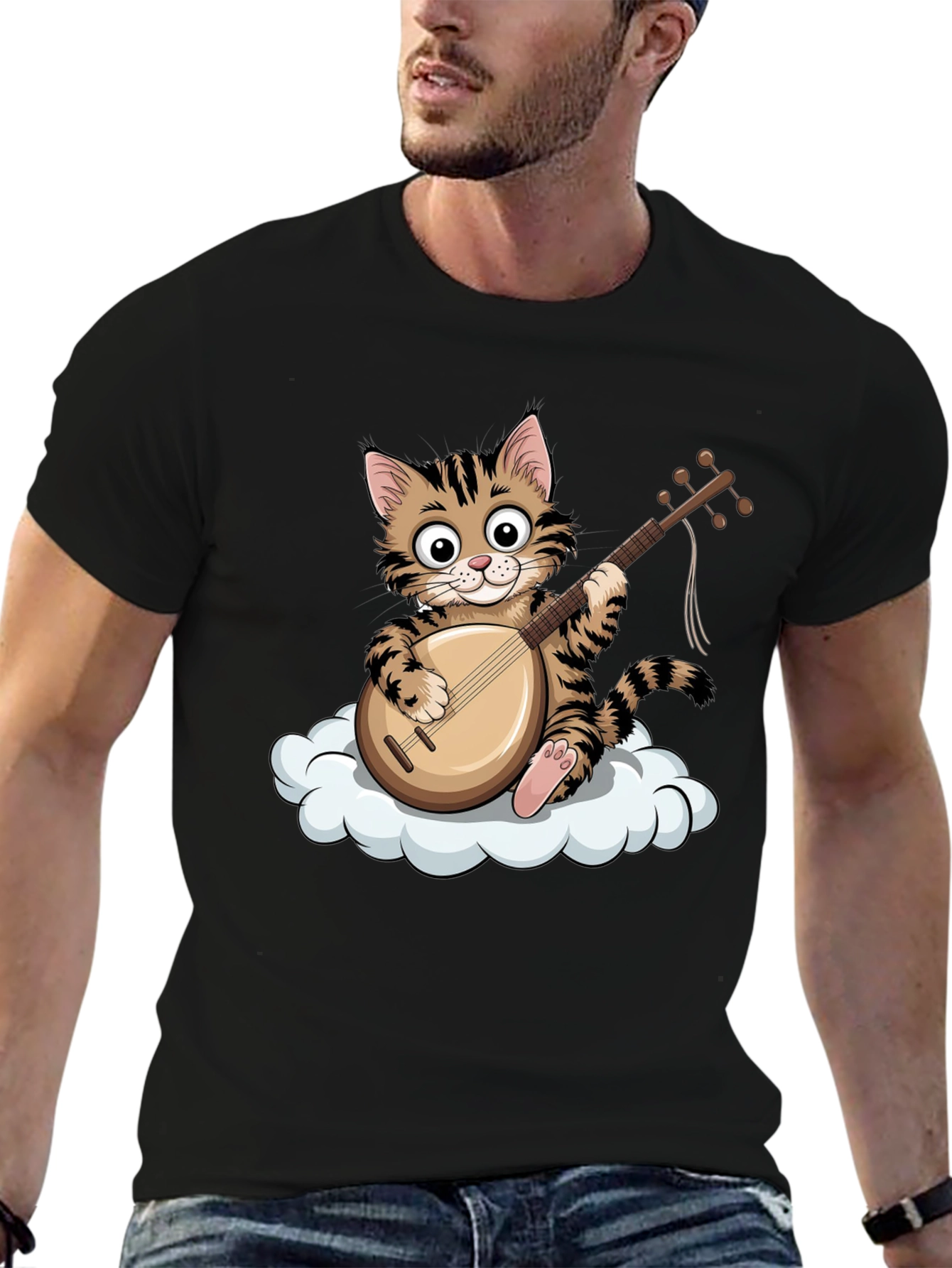 Cute Cat Playing Mandolin T-Shirt