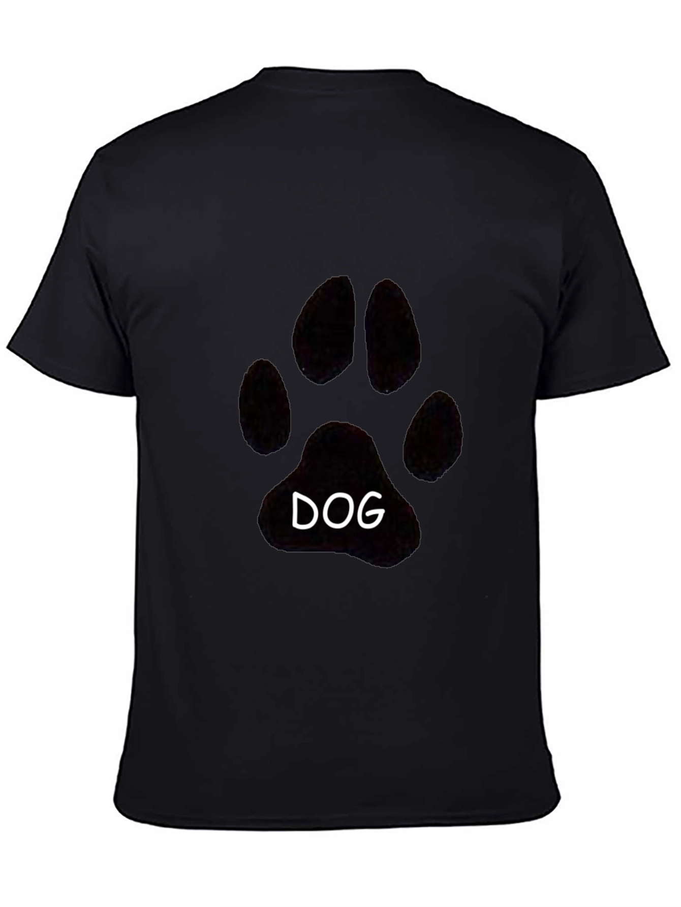 Dog Paw Print T-Shirt - Casual Black Tee