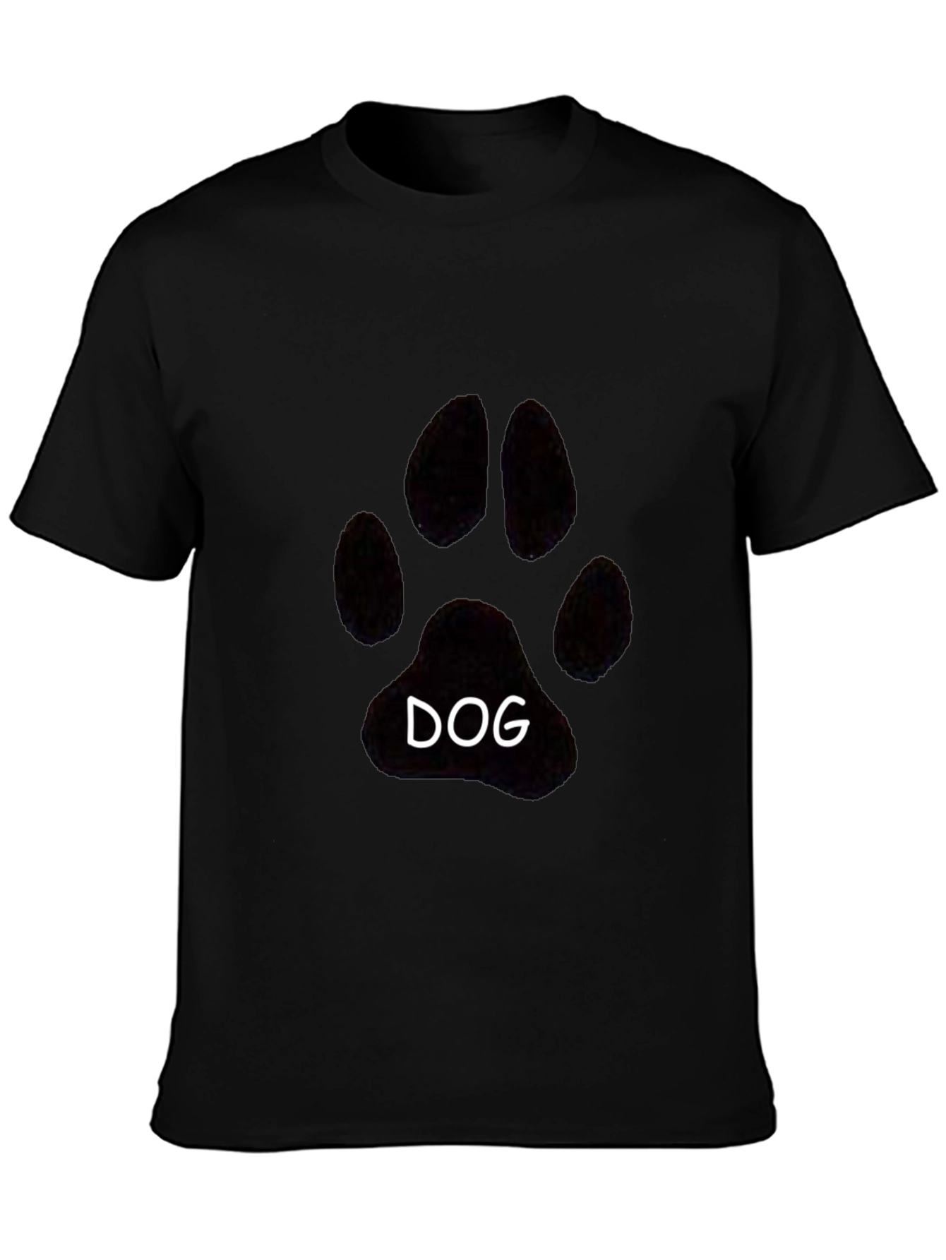 Dog Paw Print T-Shirt - Casual Black Tee