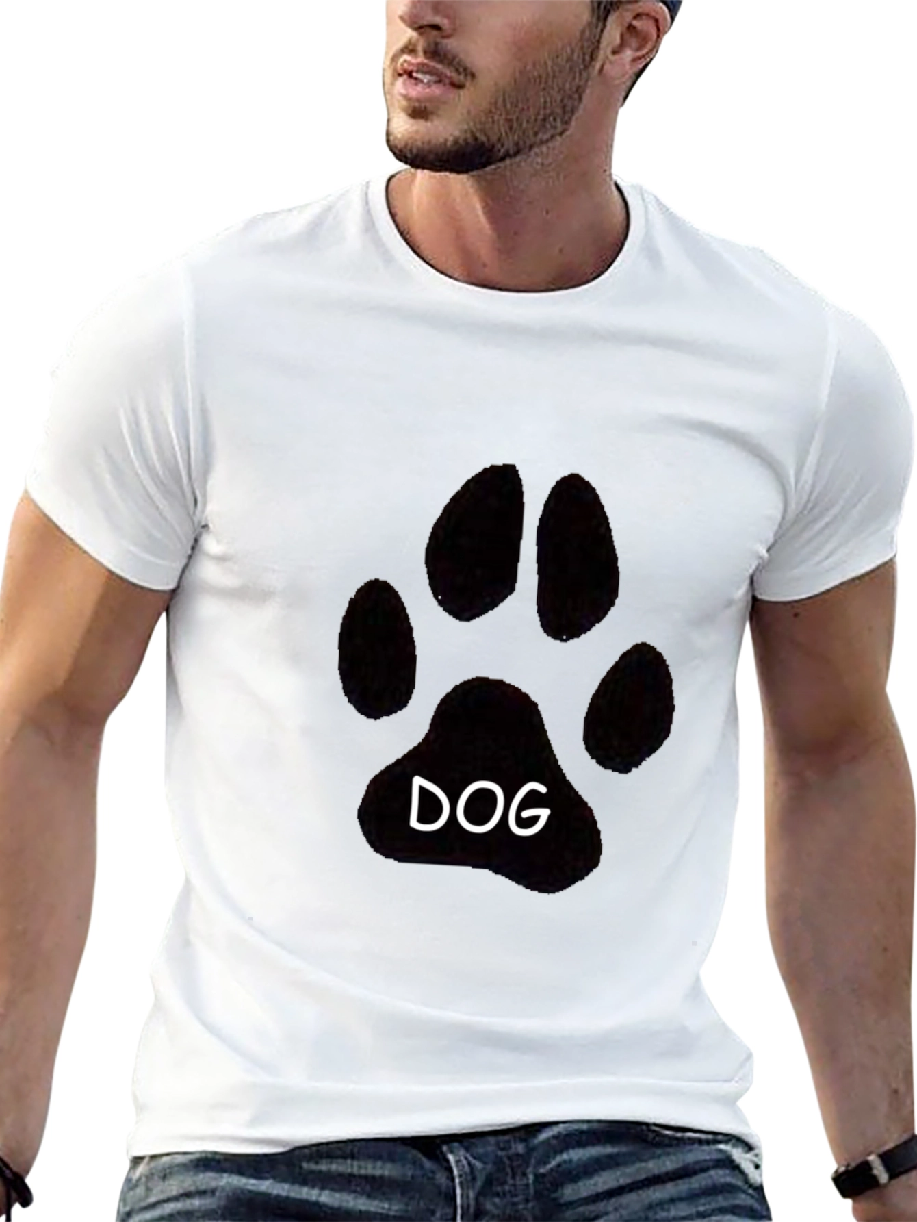 Dog Paw Print T-Shirt - Casual Black Tee