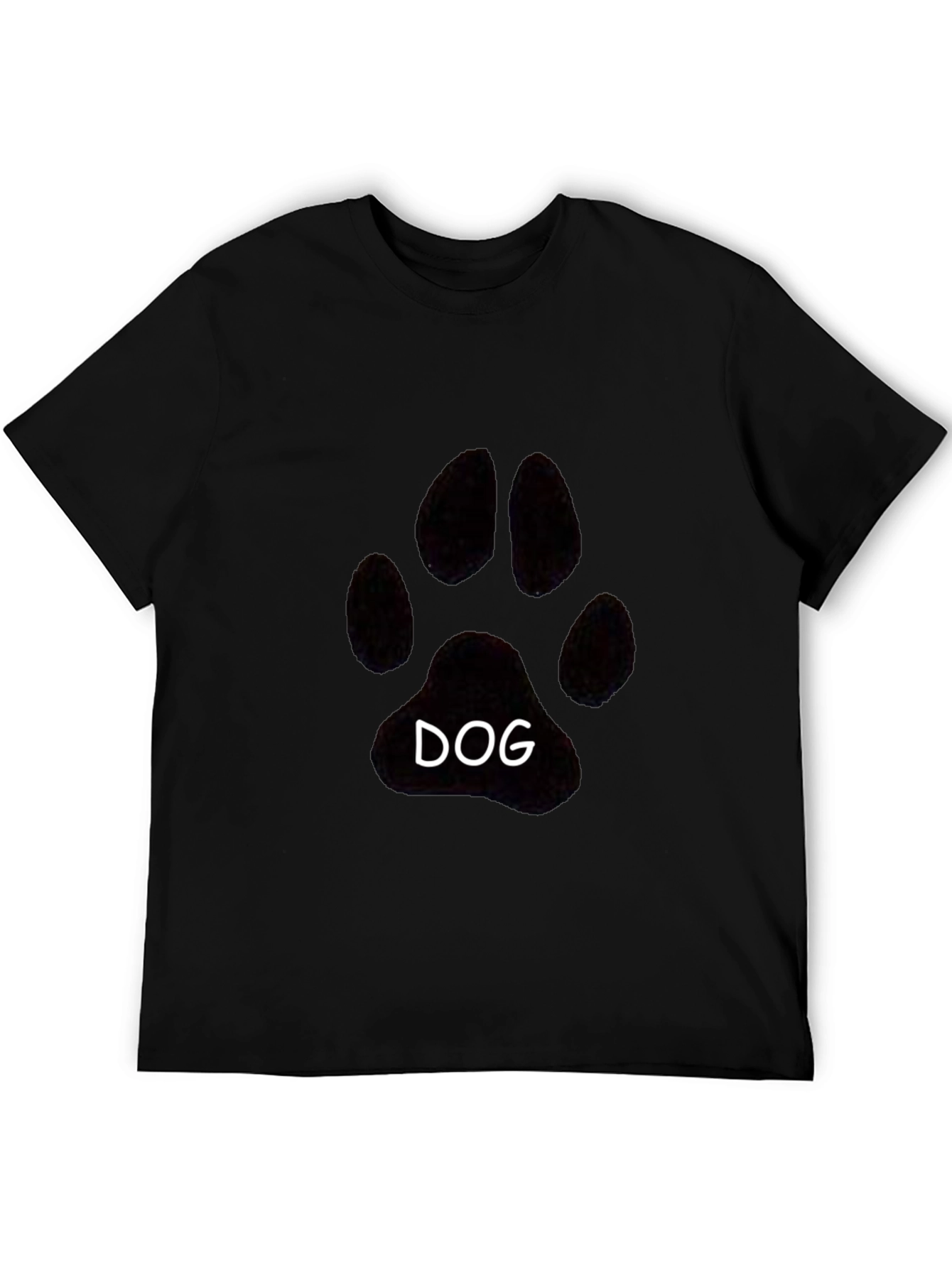 Dog Paw Print T-Shirt - Casual Black Tee