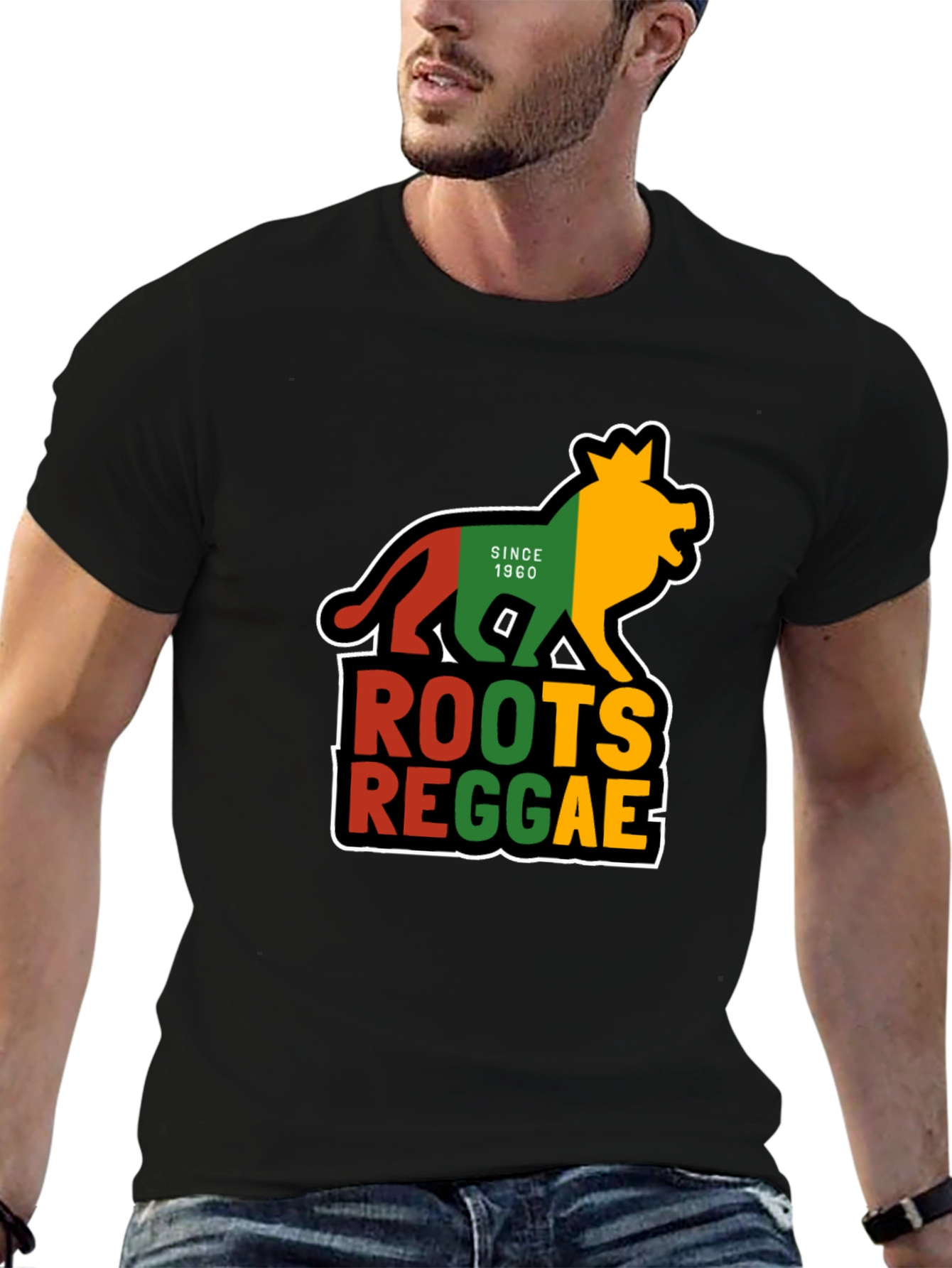 Roots Reggae Lion Graphic Tee - Black