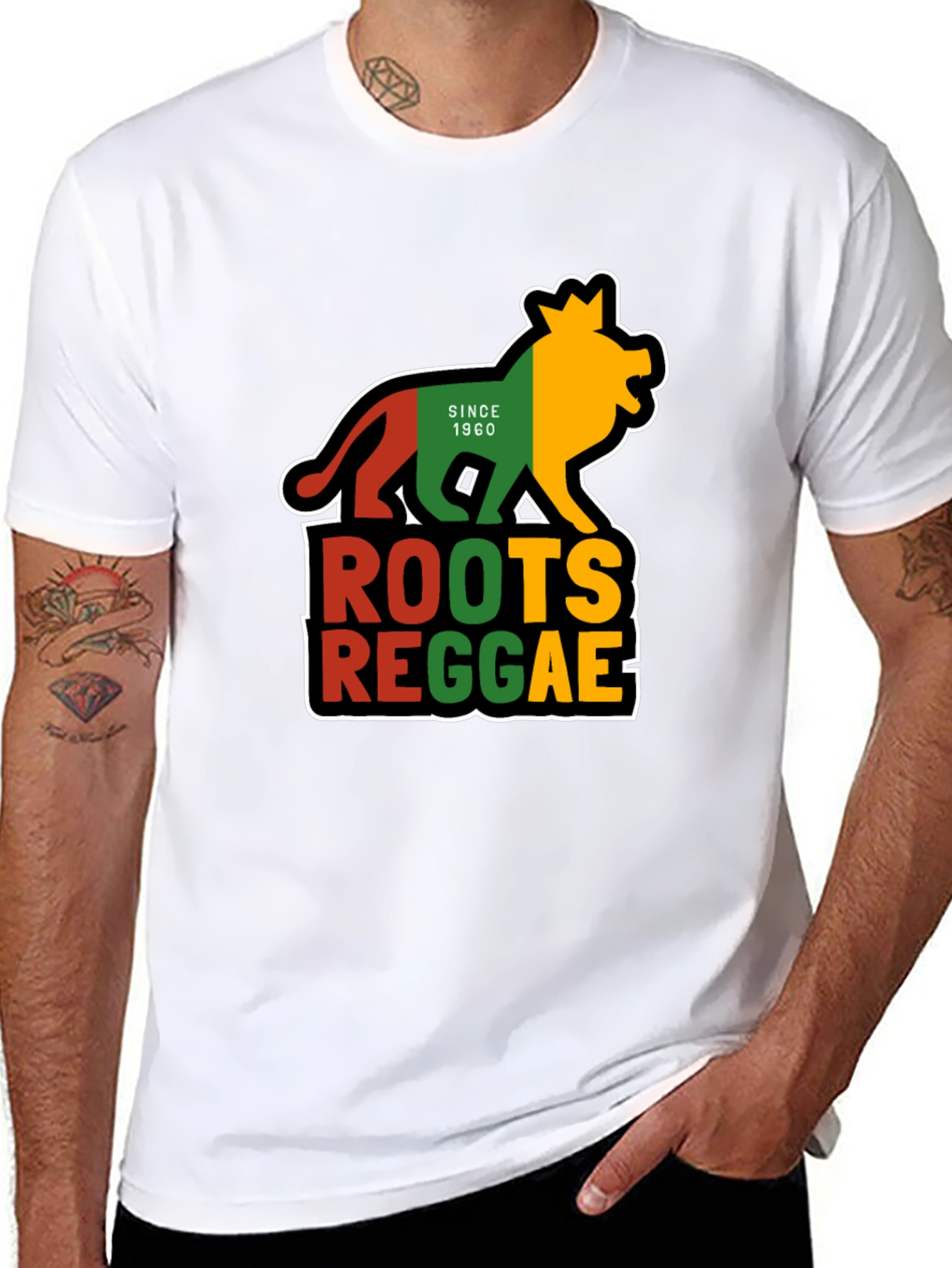 Roots Reggae Lion Graphic Tee - Black