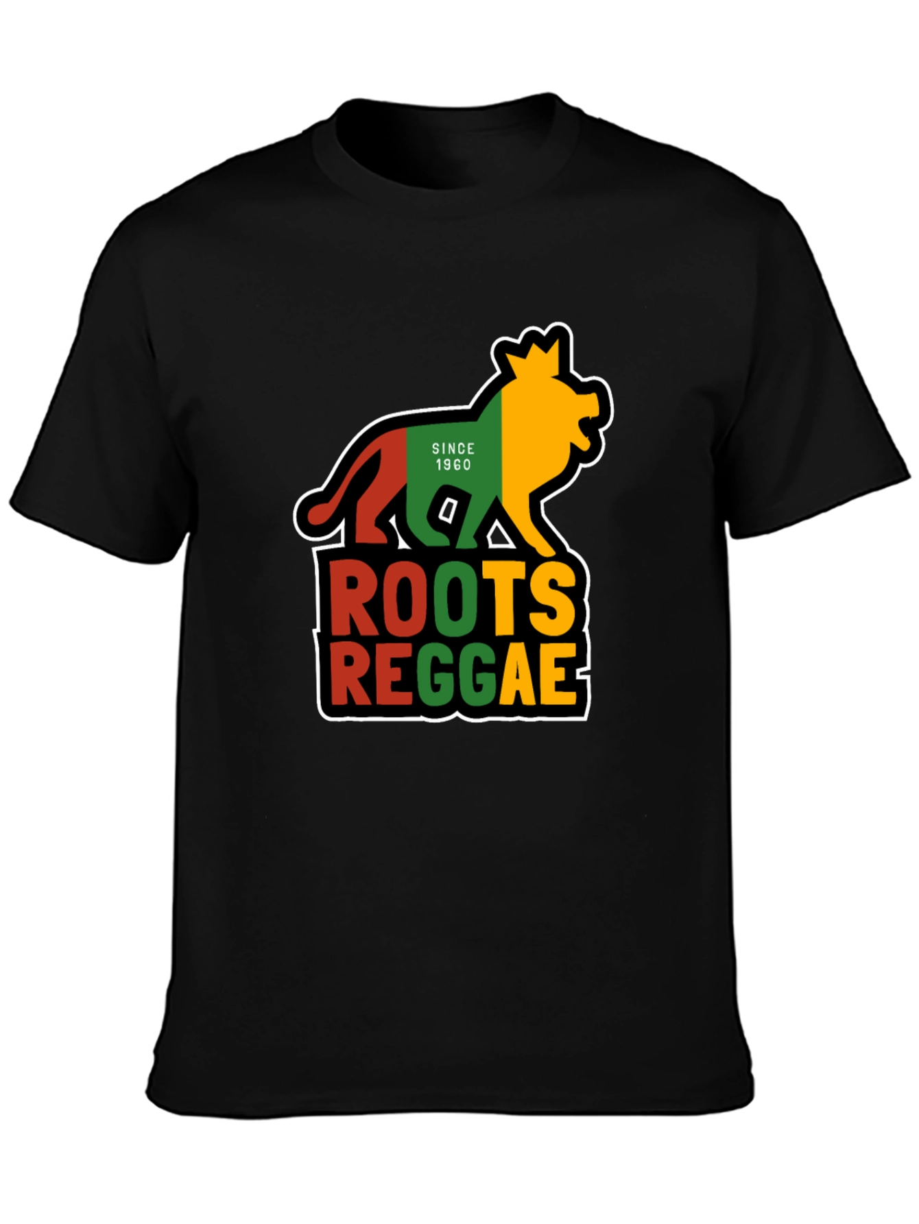 Roots Reggae Lion Graphic Tee - Black
