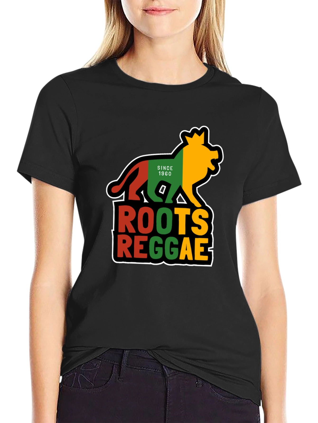 Roots Reggae Lion Graphic Tee - Black