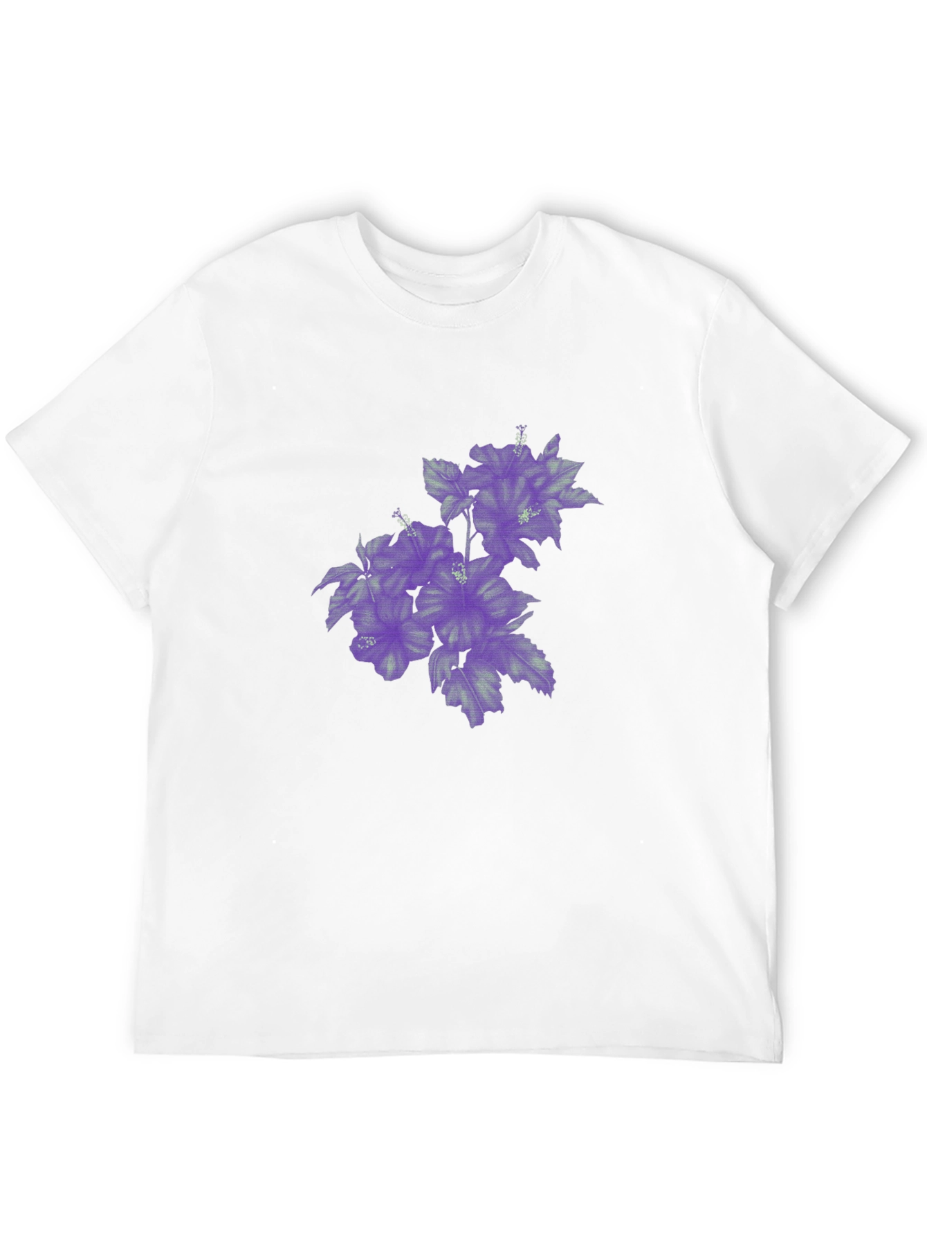 Black T-Shirt with Purple Floral Print