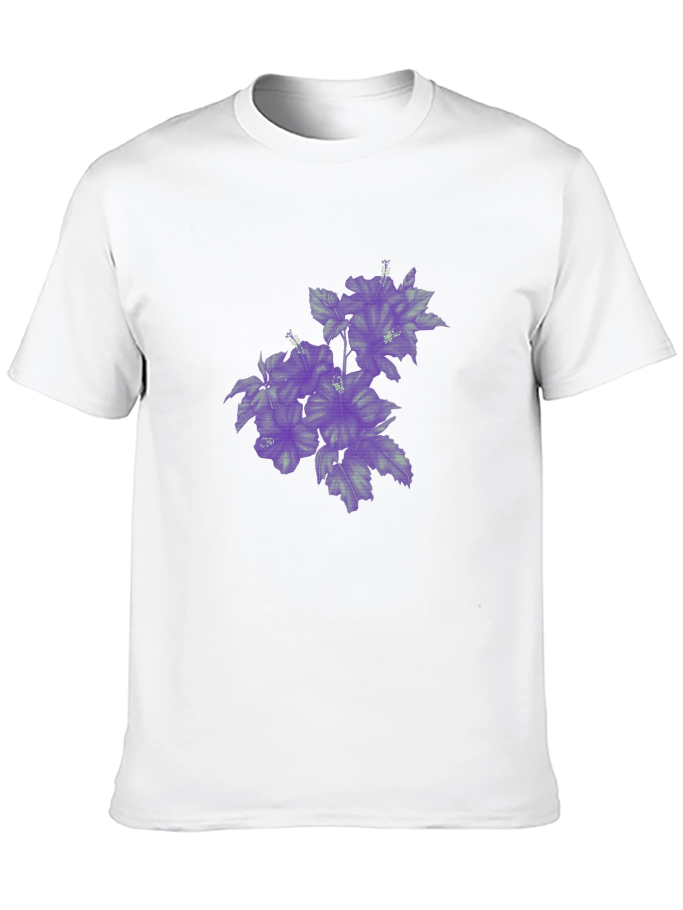 Black T-Shirt with Purple Floral Print