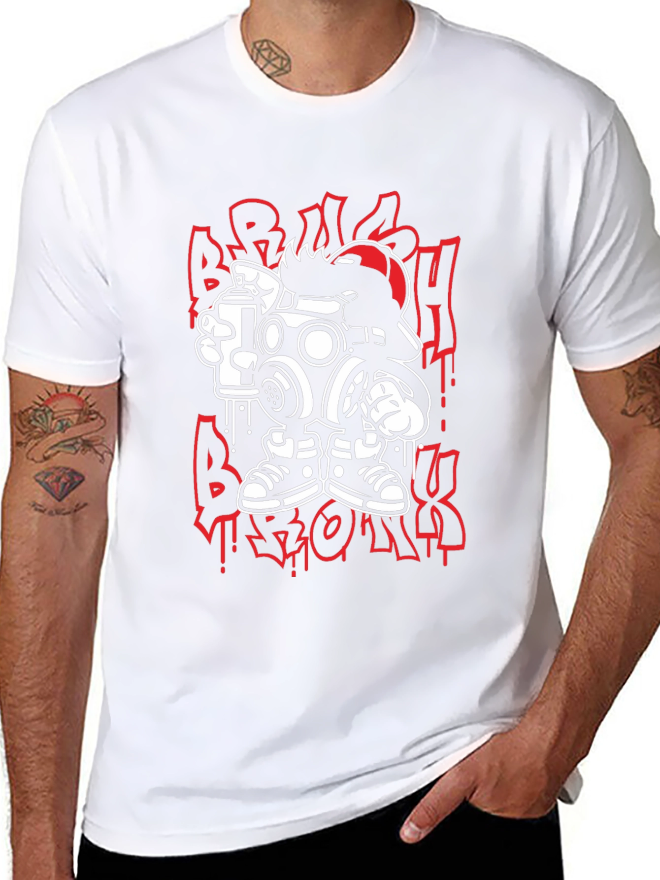 Streetwear Graphic Tee: Cartoon Gas Mask Graffiti Design